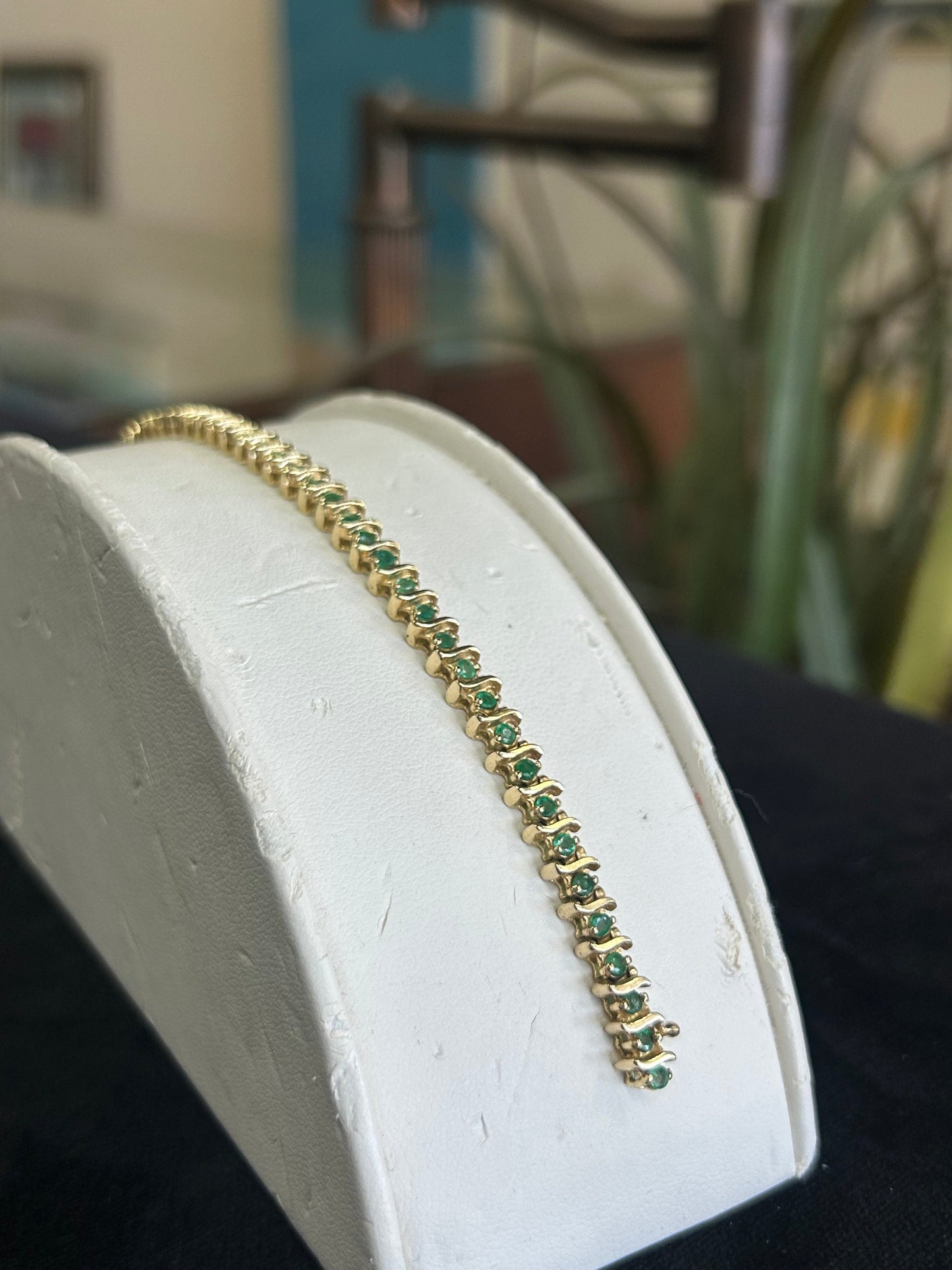 Emerald Stone Yellow Gold Bracelet 1CTW