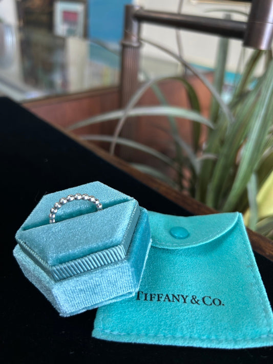 Authentic Tiff & Co. Bead Stackable Ring .925