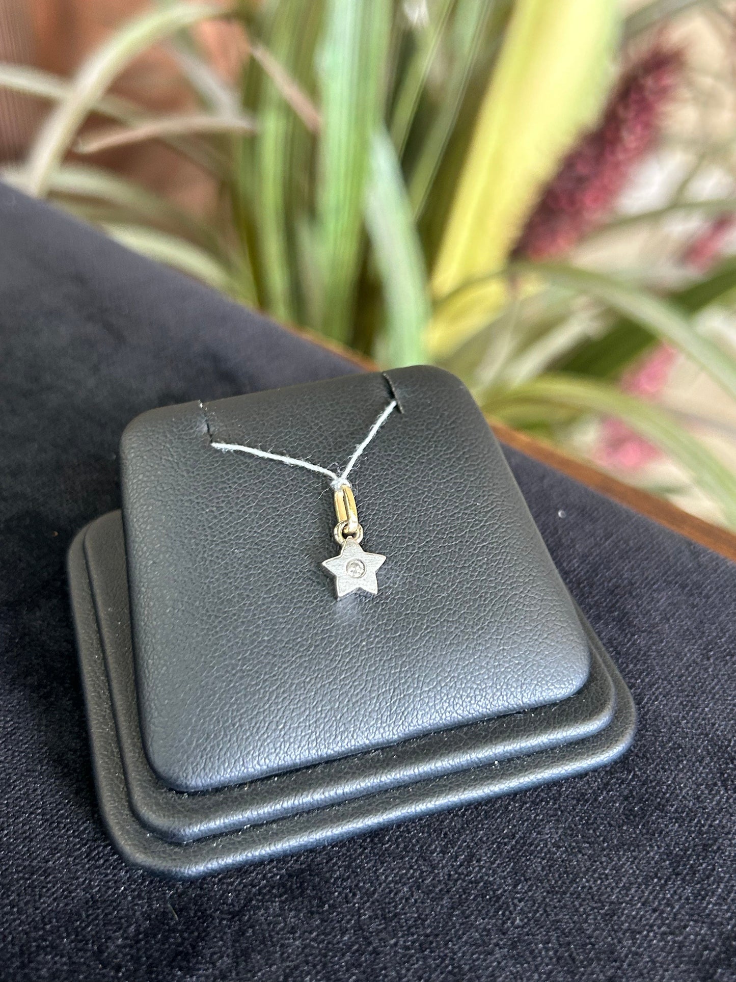 Small Two Tone Star Charm with Small Diamond Center