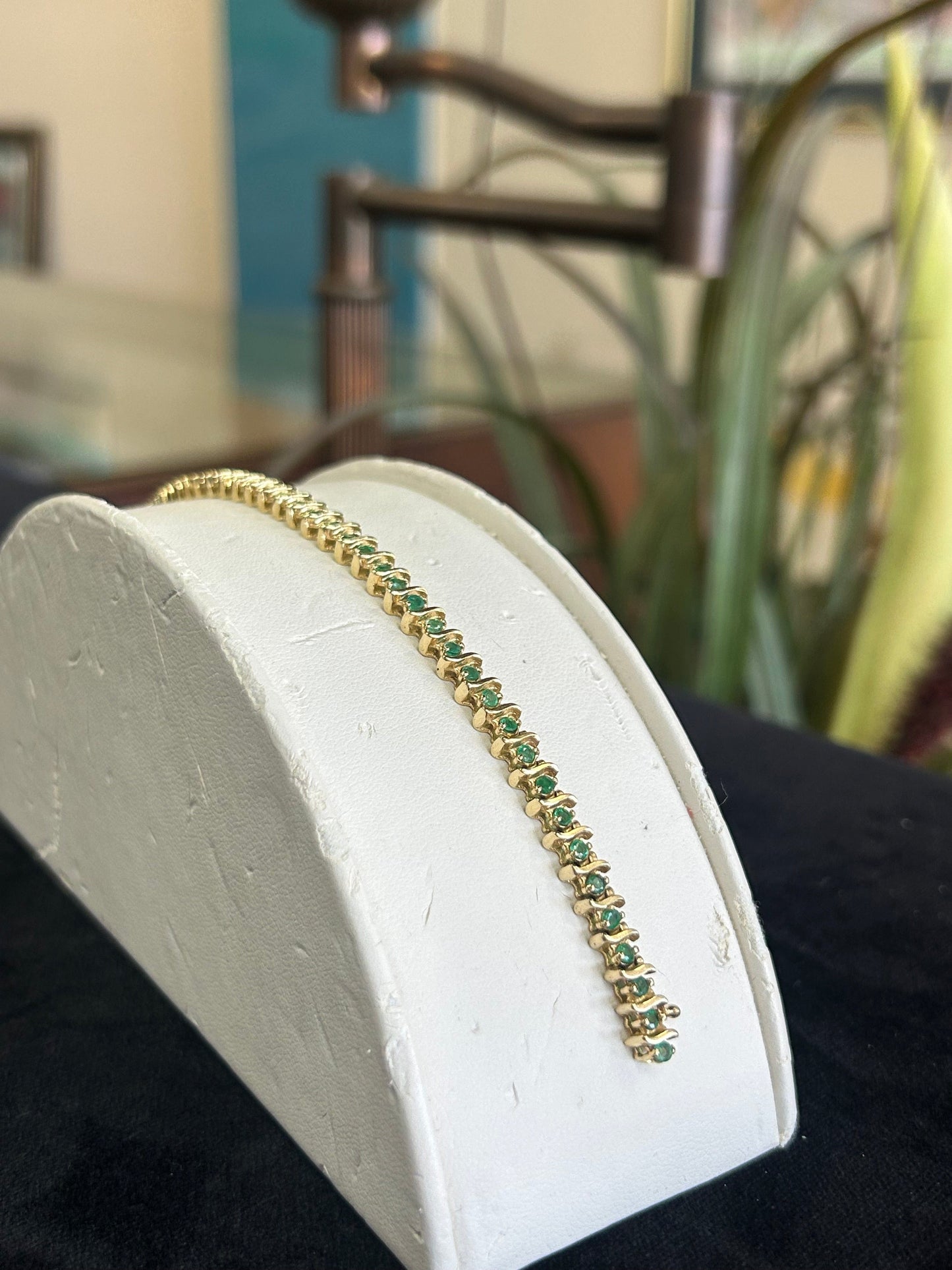 Emerald Stone Yellow Gold Bracelet 1CTW