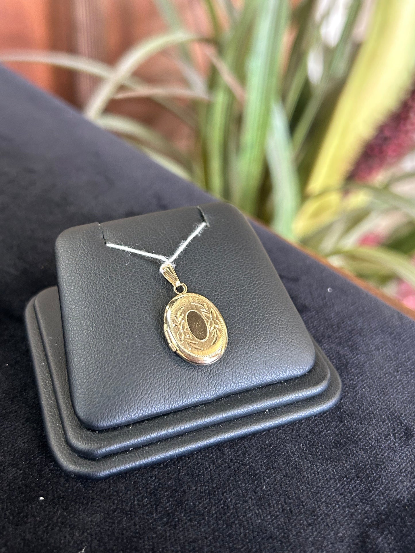 Small Locket with Brushed Gold Detail