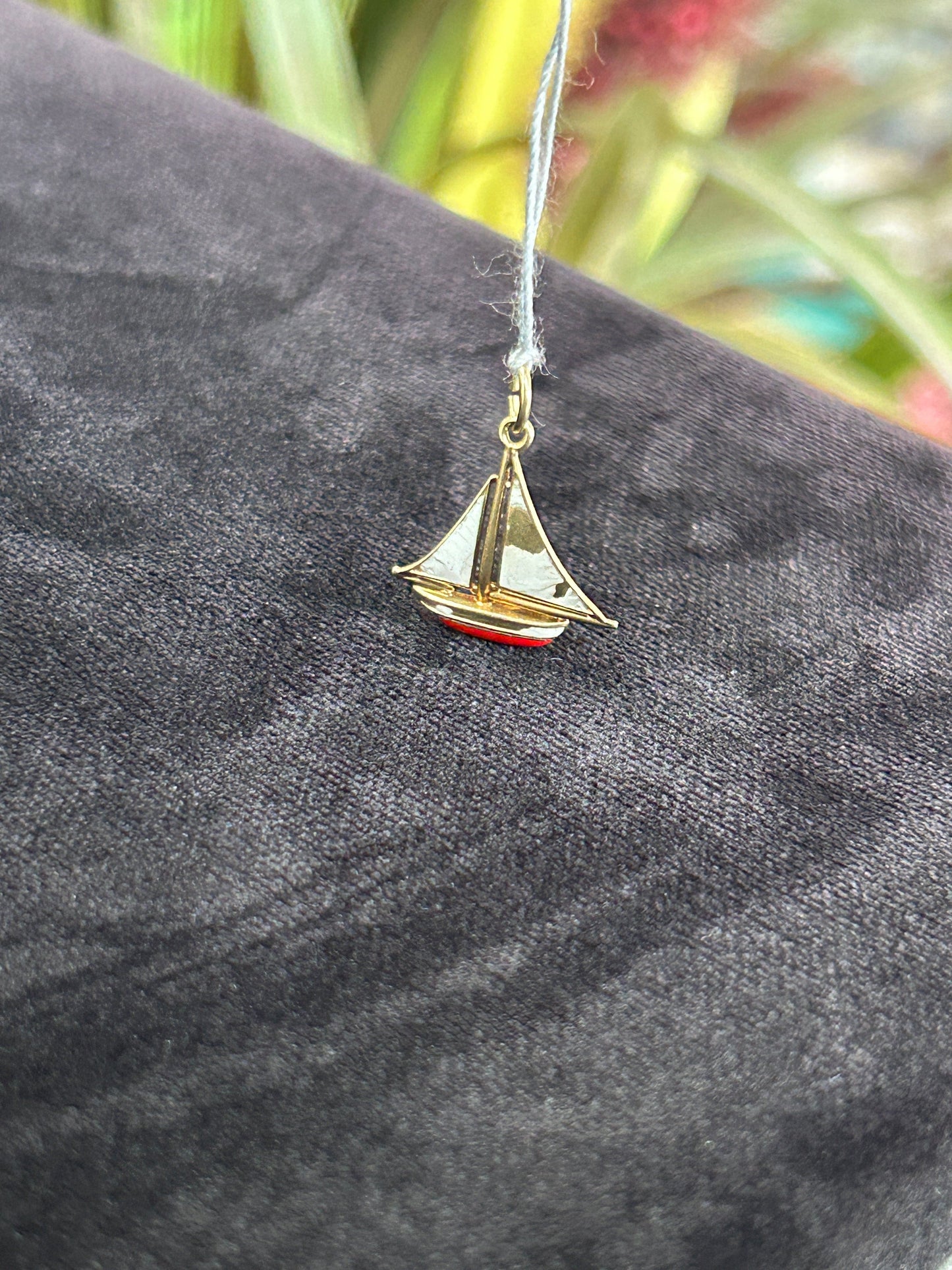 Sailboat Yellow Gold and Enamel Charm
