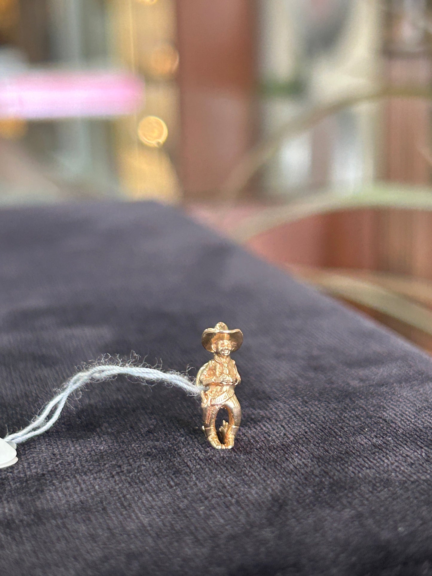 Yellow Gold Miniture Cowboy Charm with Movable Spurs Charm
