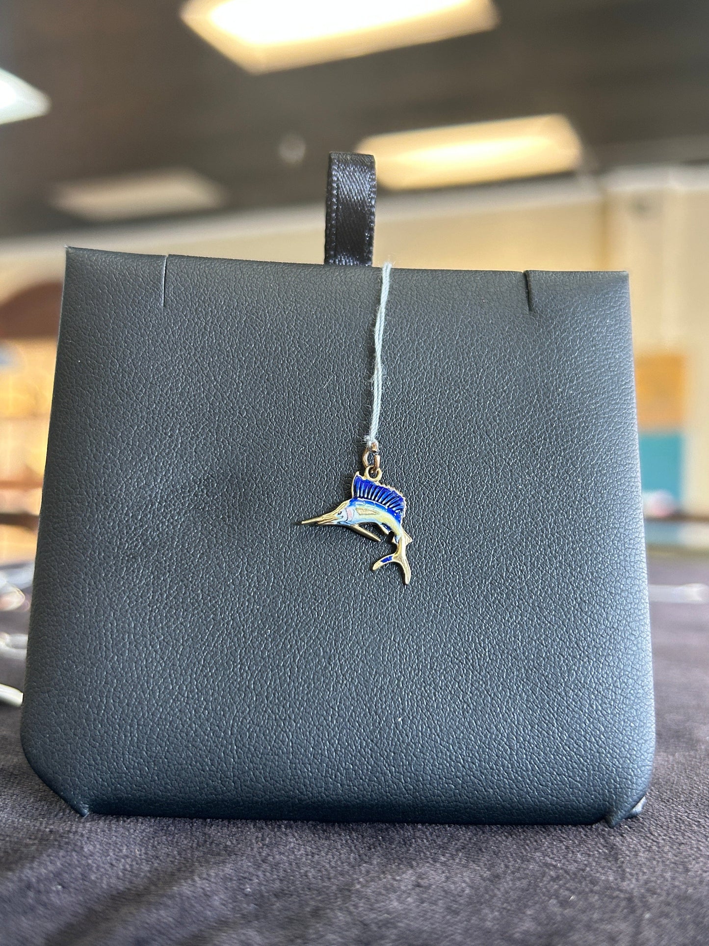 Sailfish Charm with Enamel and 14kt Gold