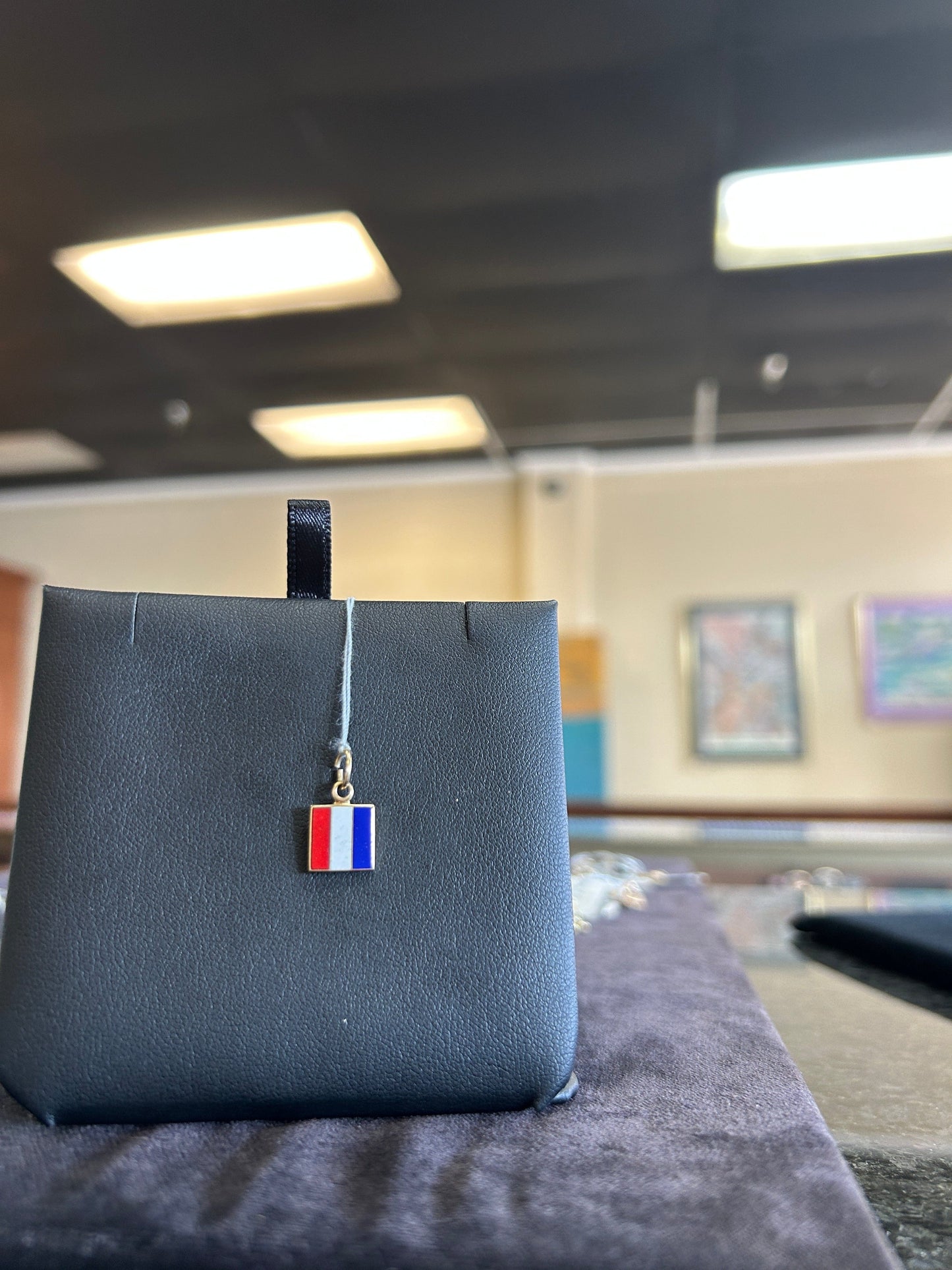 Nautical Flag for T 14kt Gold and Enamel Charm