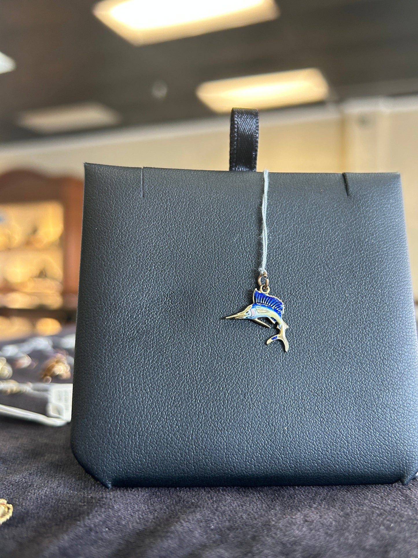 Sailfish Charm with Enamel and 14kt Gold