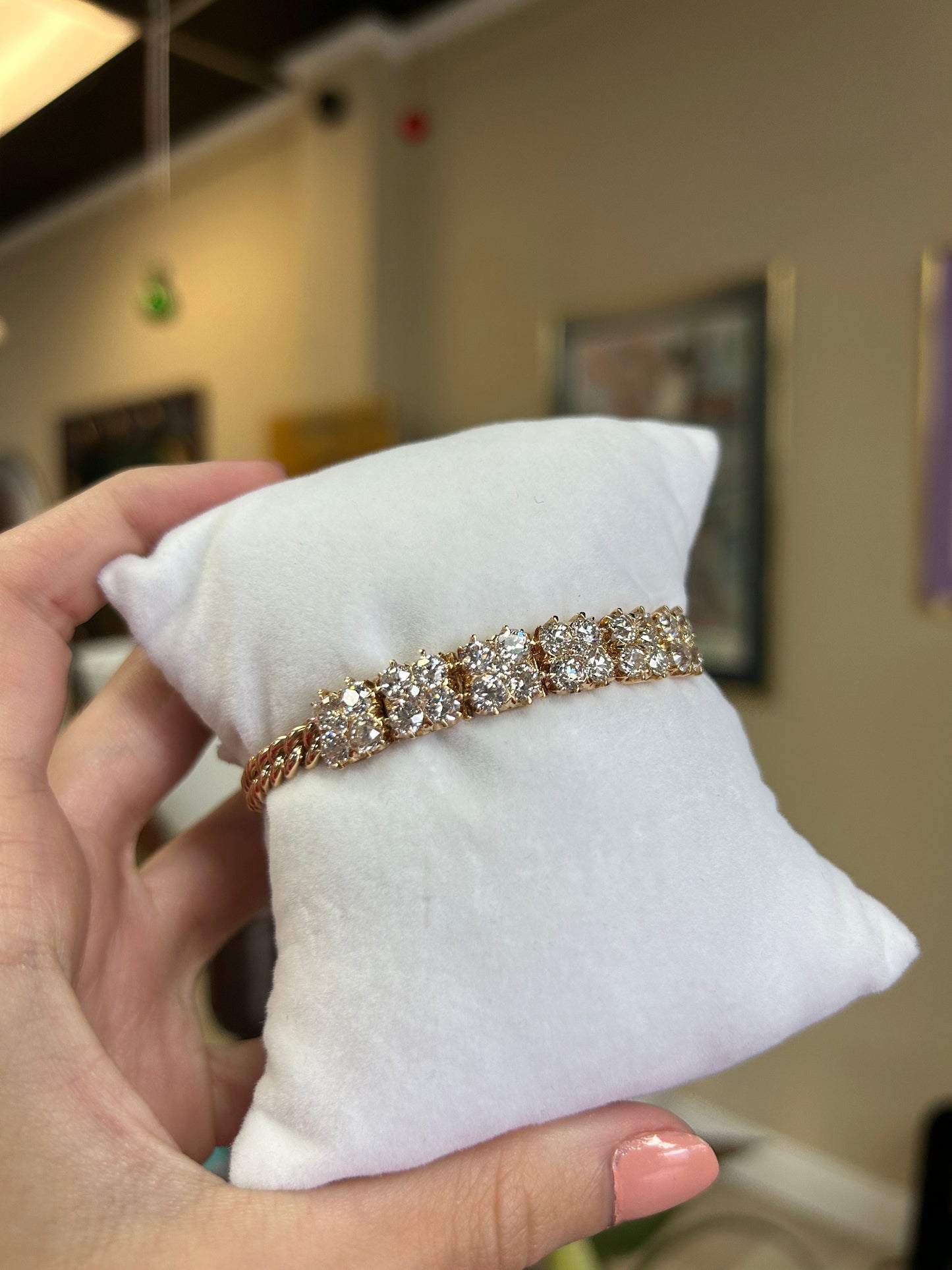 Handmade Vintage Estate Diamond Bracelet Yellow Gold 5.76CTW