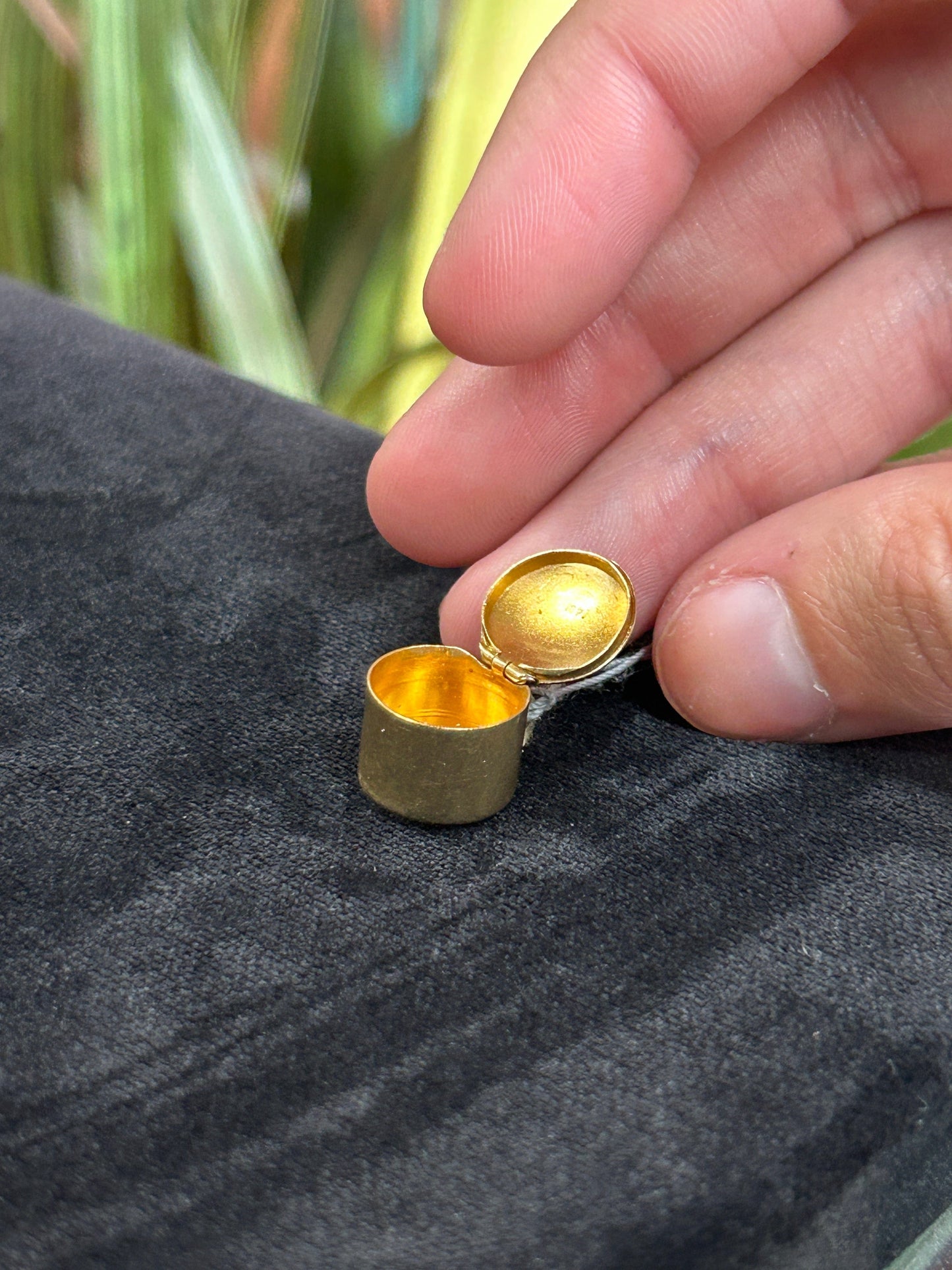 Yellow Gold Canister Charm Open and Closeable