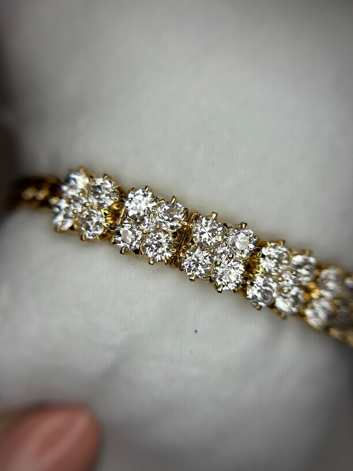 Handmade Vintage Estate Diamond Bracelet Yellow Gold 5.76CTW