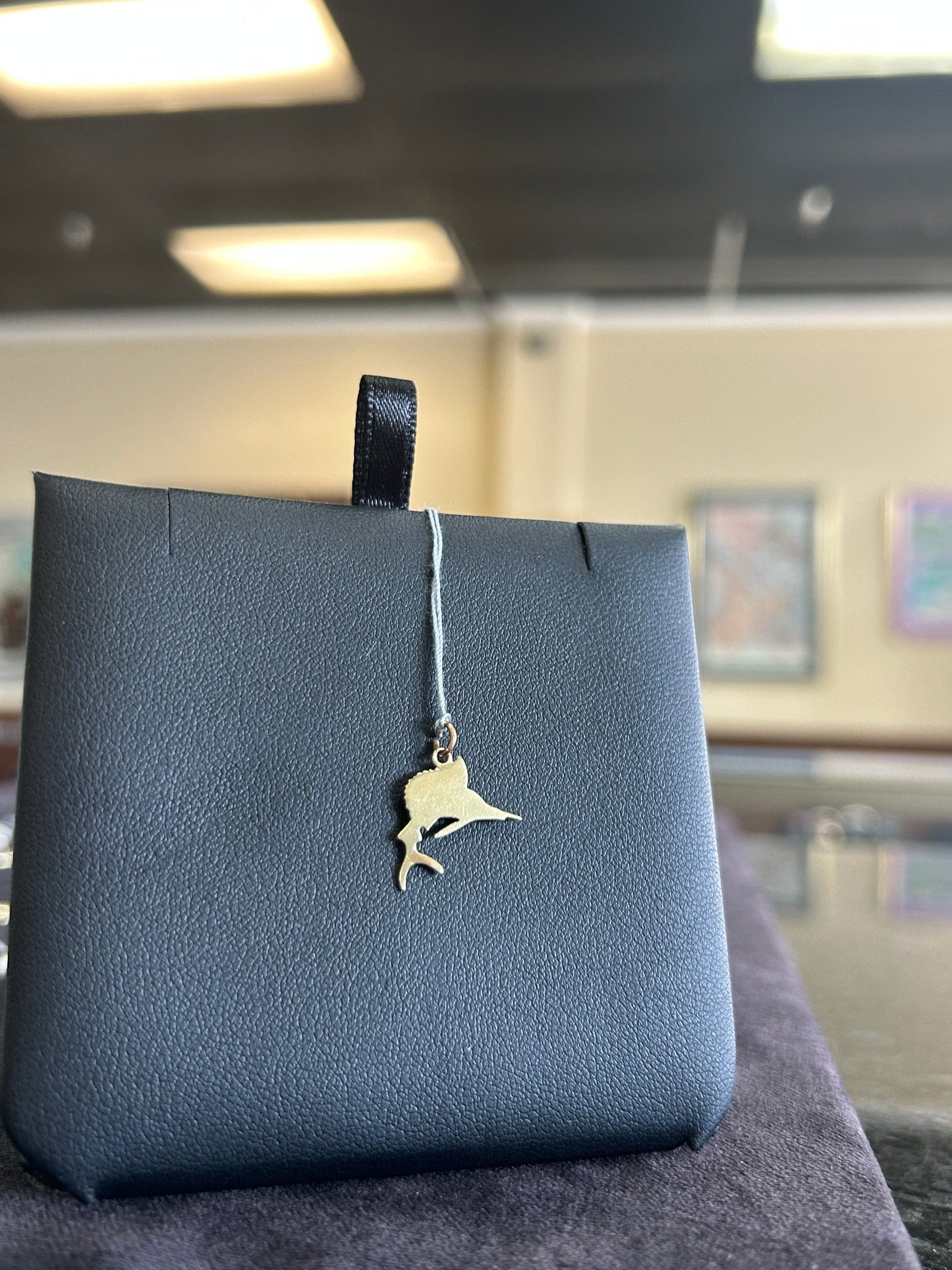 Sailfish Charm with Enamel and 14kt Gold