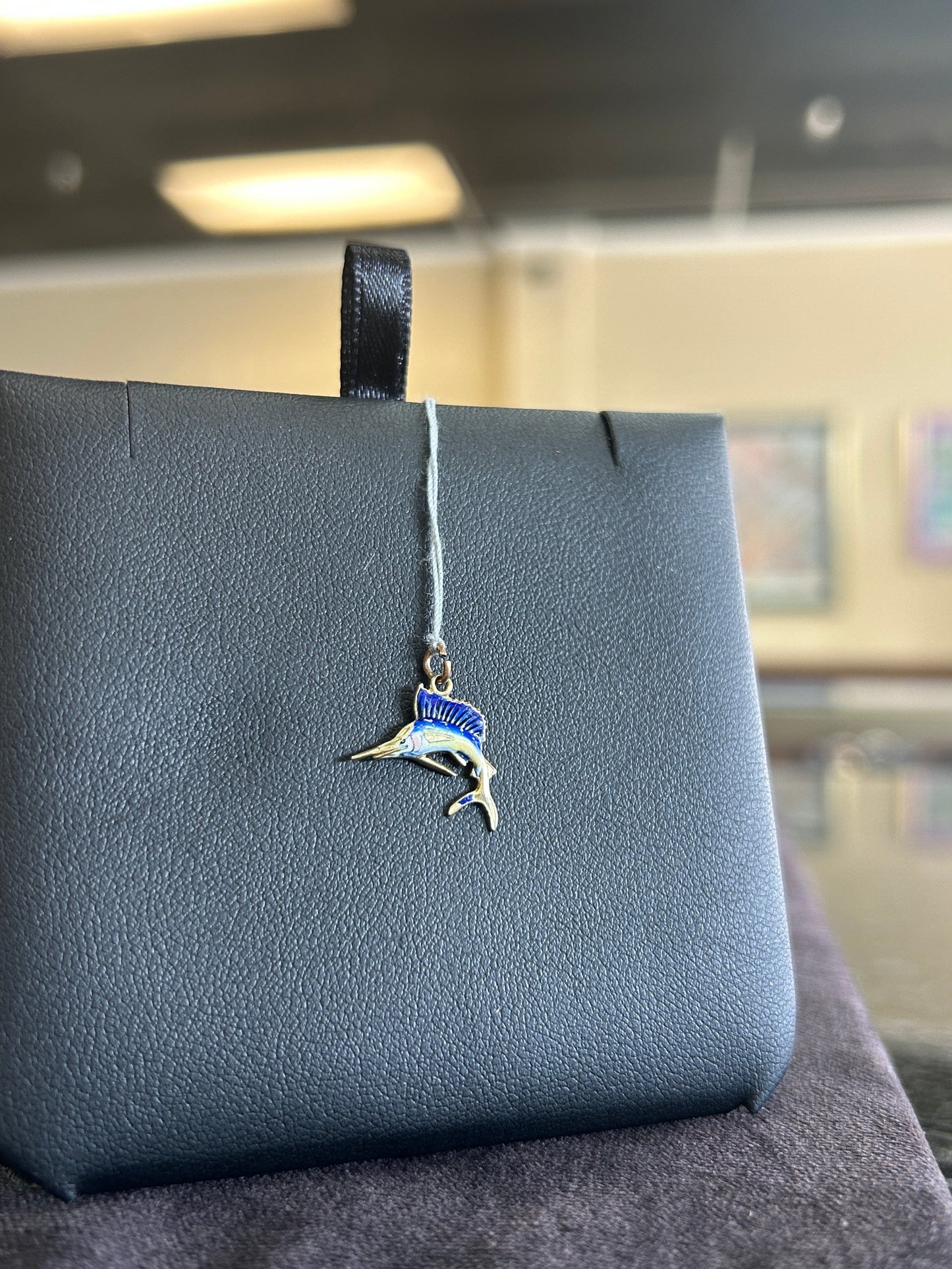 Sailfish Charm with Enamel and 14kt Gold