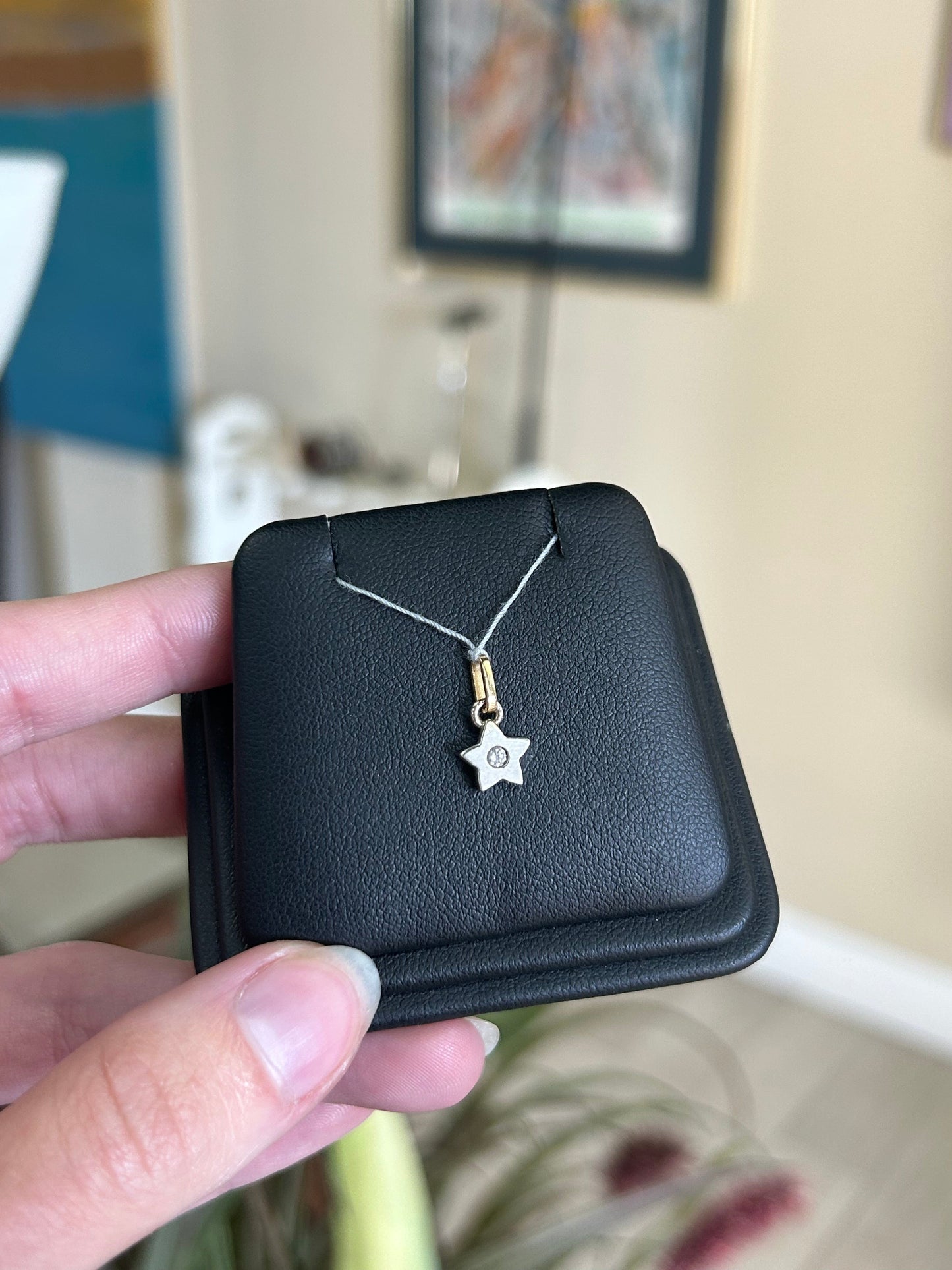 Small Two Tone Star Charm with Small Diamond Center