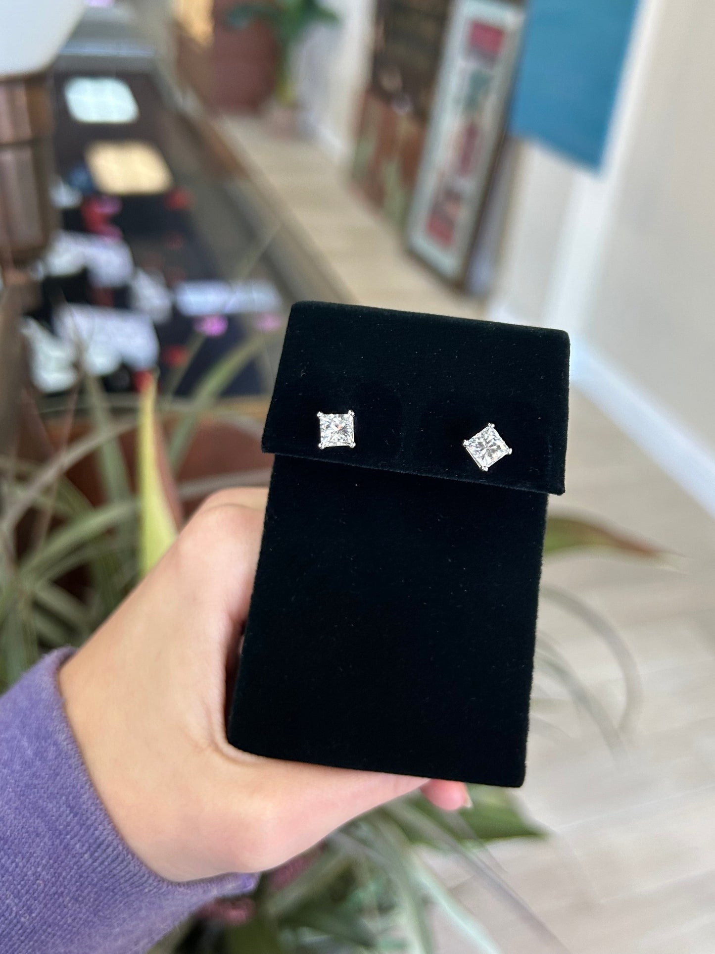 Princess Cut Diamond Earring Studs 2.04CTW