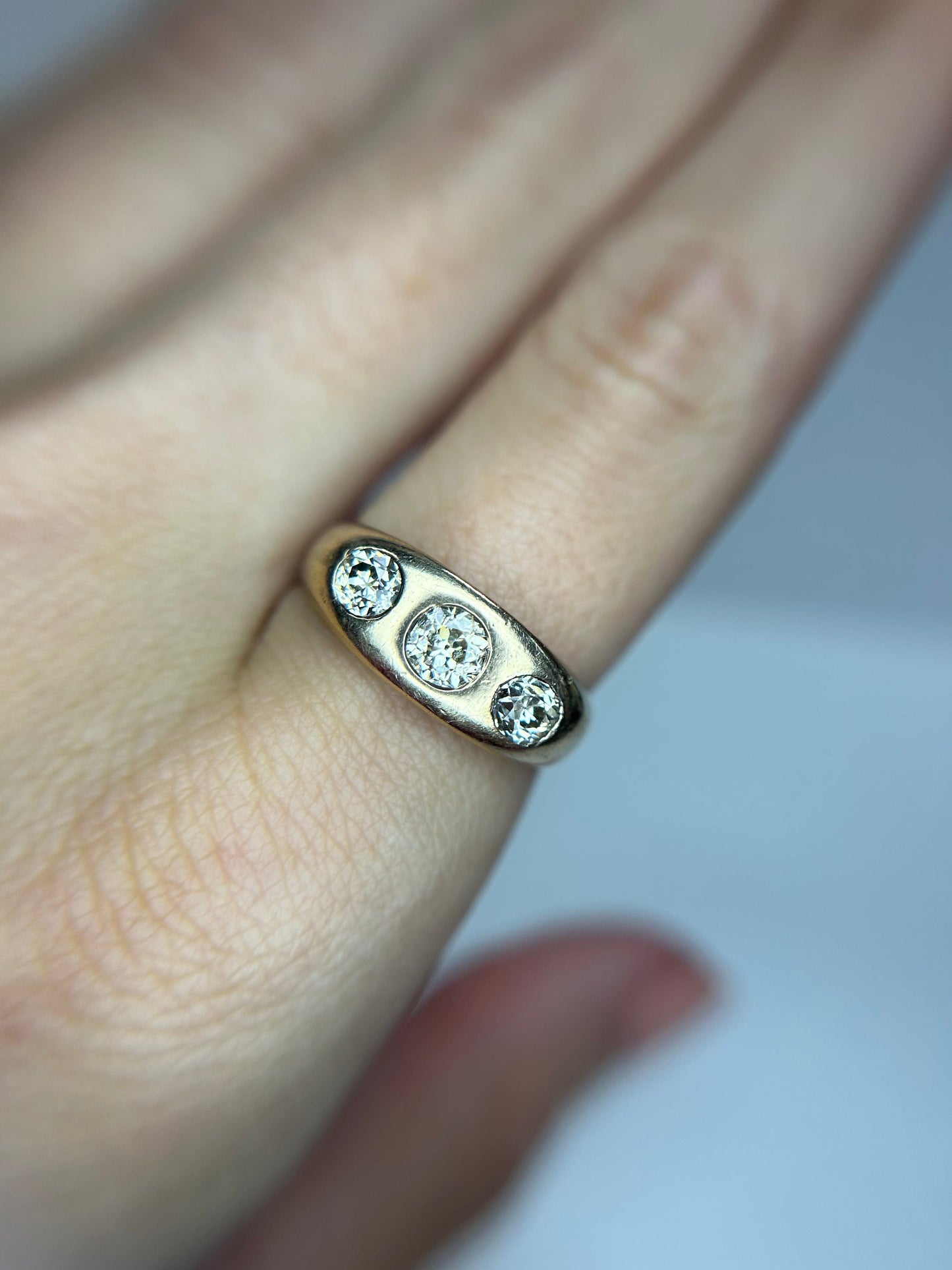 Three Stone Bezel Set RBC Diamond Ring .68CTW