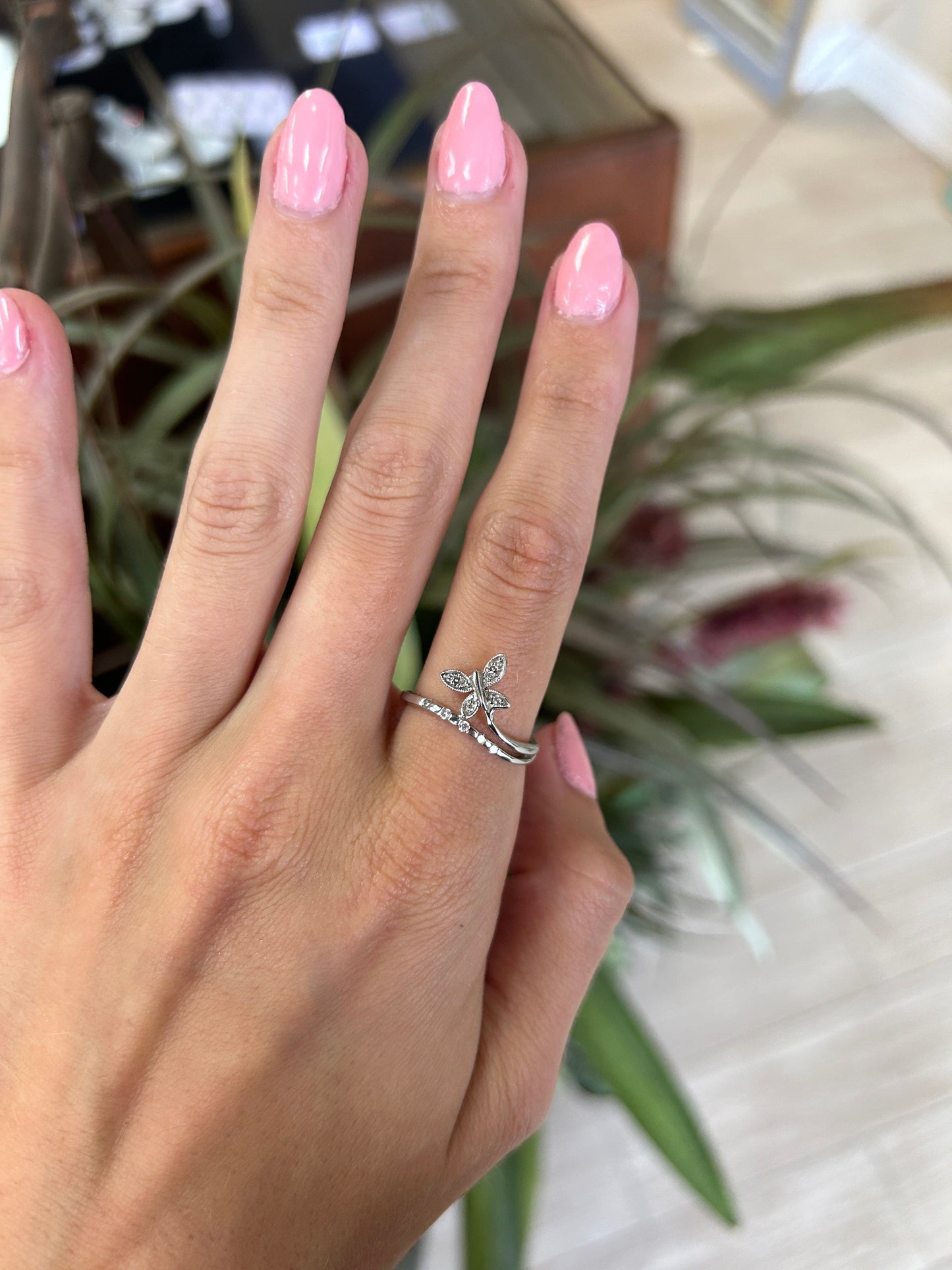 White Gold Diamond Butterfly Ring