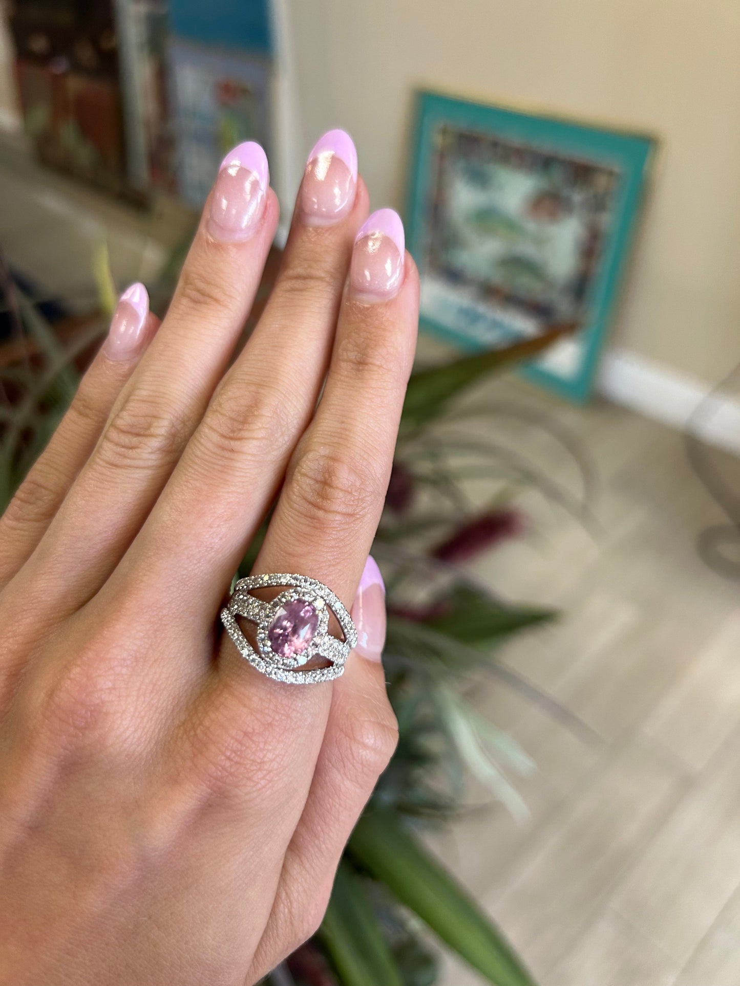 2.24 Carat Pink Sapphire and Diamond Women's Ring