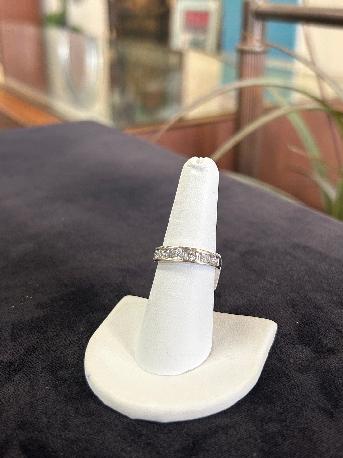 Princess and Baguette Cut White Gold Band