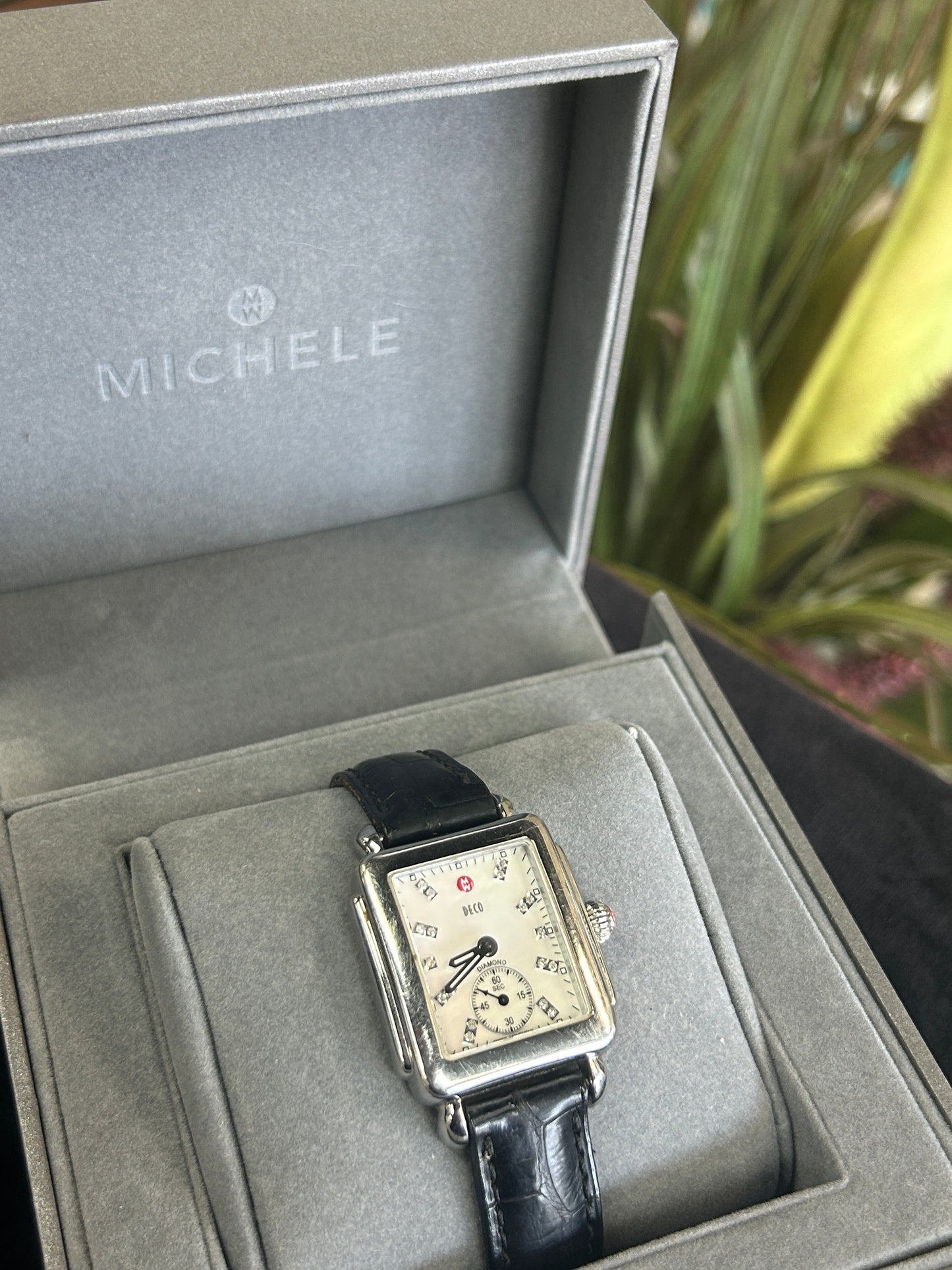 Michelle Art Deco 16 Watch with Genuine Black Alligator Band