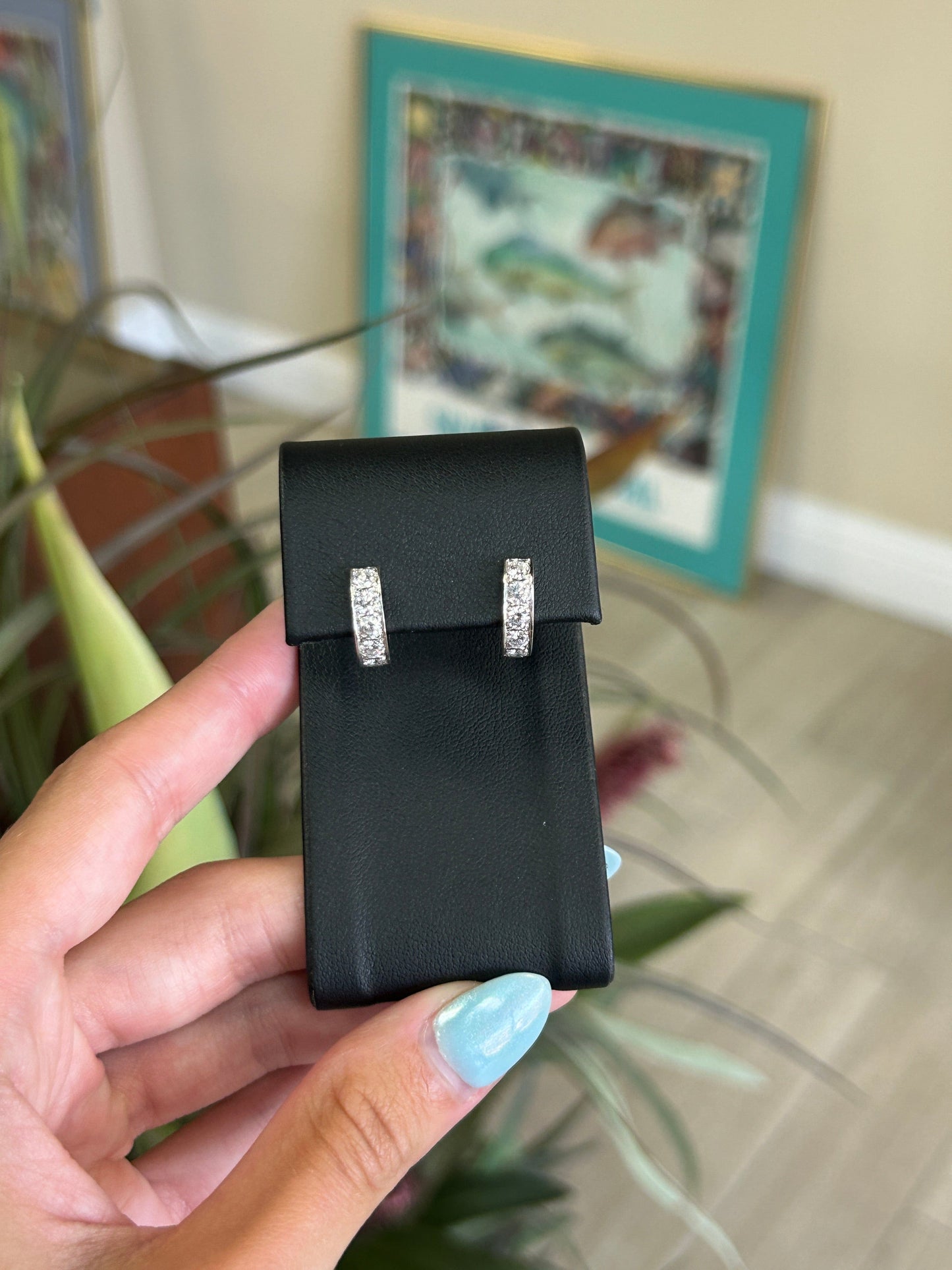 2 Carat Platinum Diamond Huggie Earrings