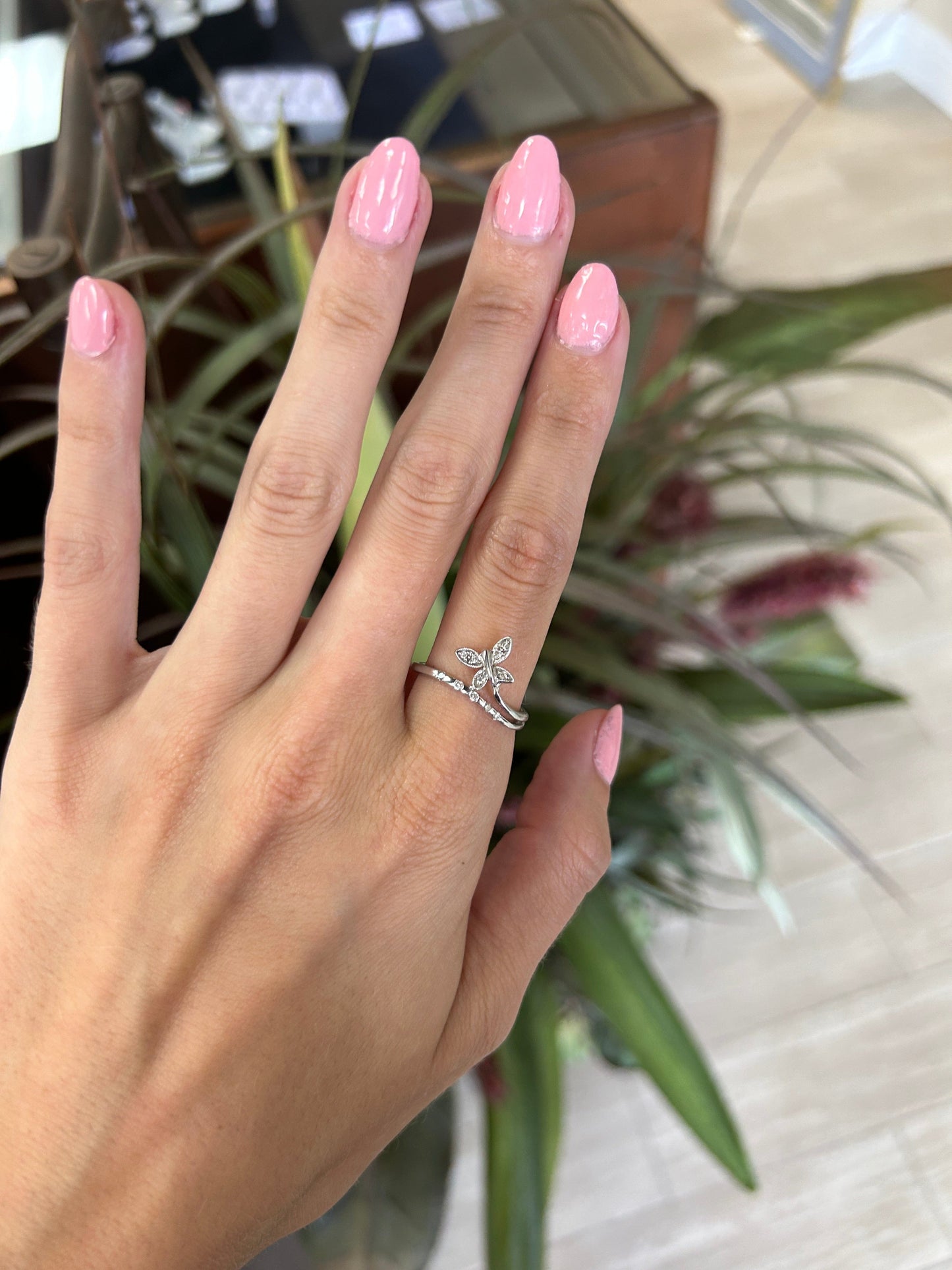 White Gold Diamond Butterfly Ring