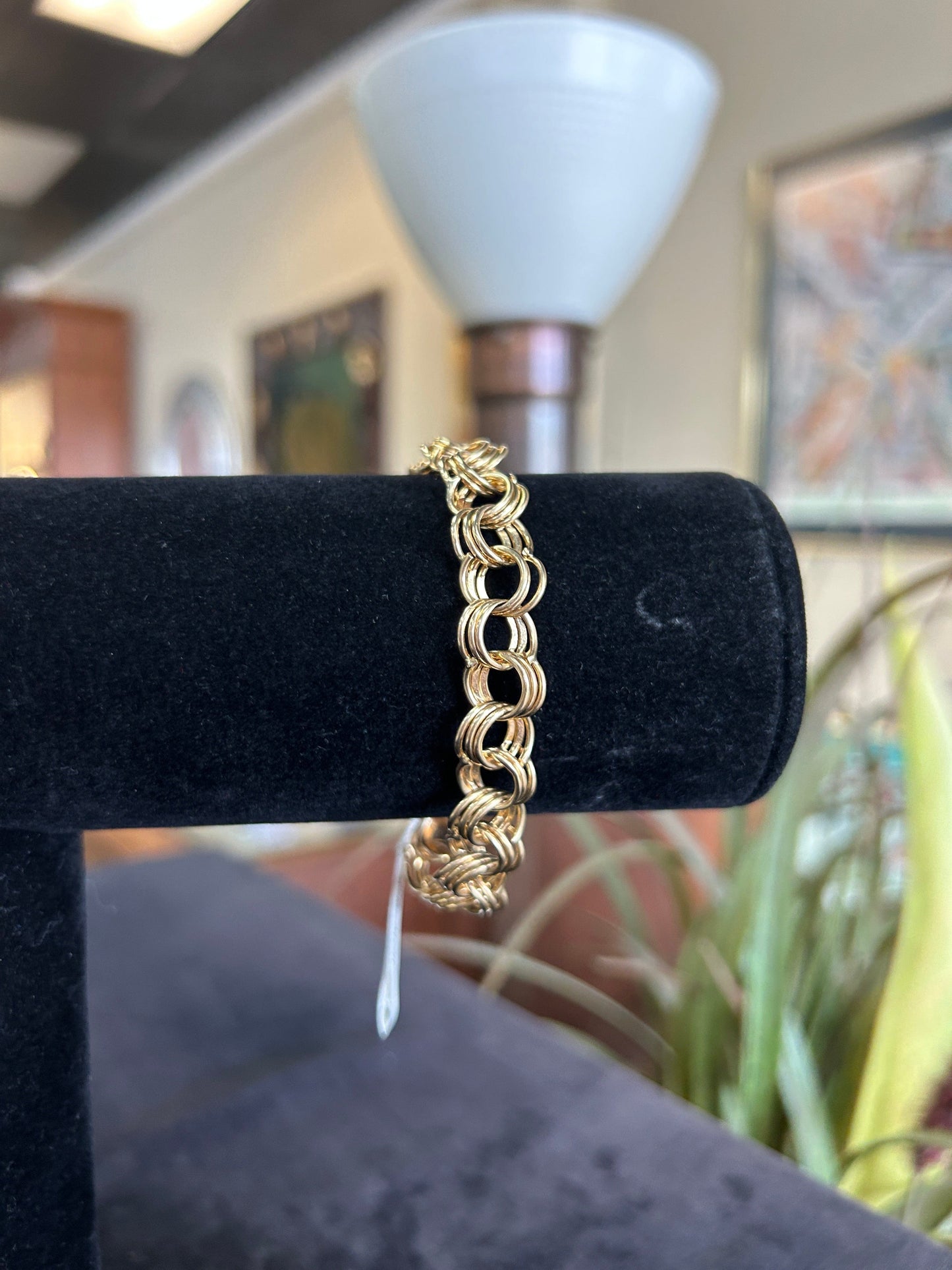 Multi Loop Circle Link Chain Yellow Gold Bracelet 14kt