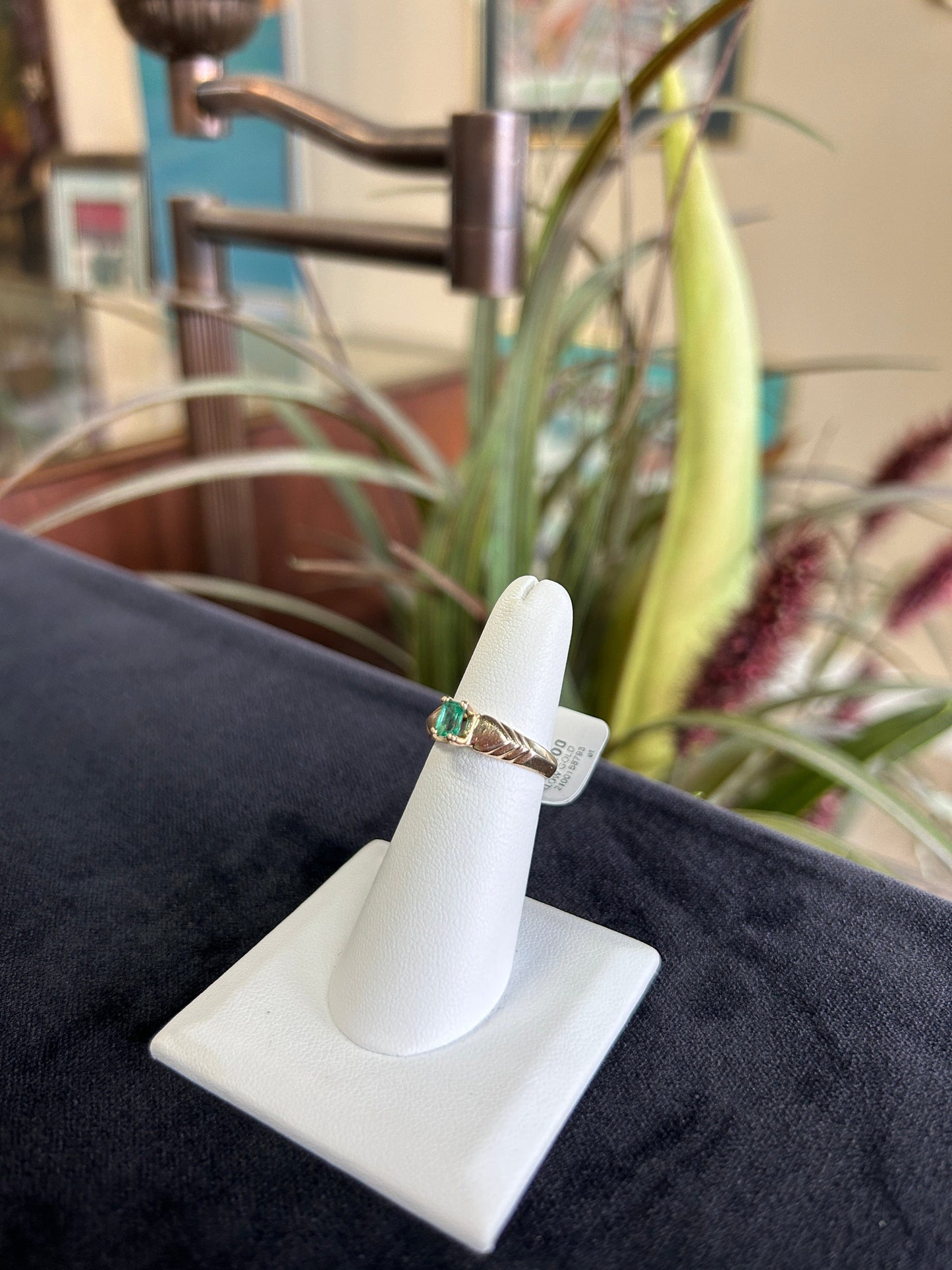 Minimalistic Green Gemstone Ring in Yellow Gold