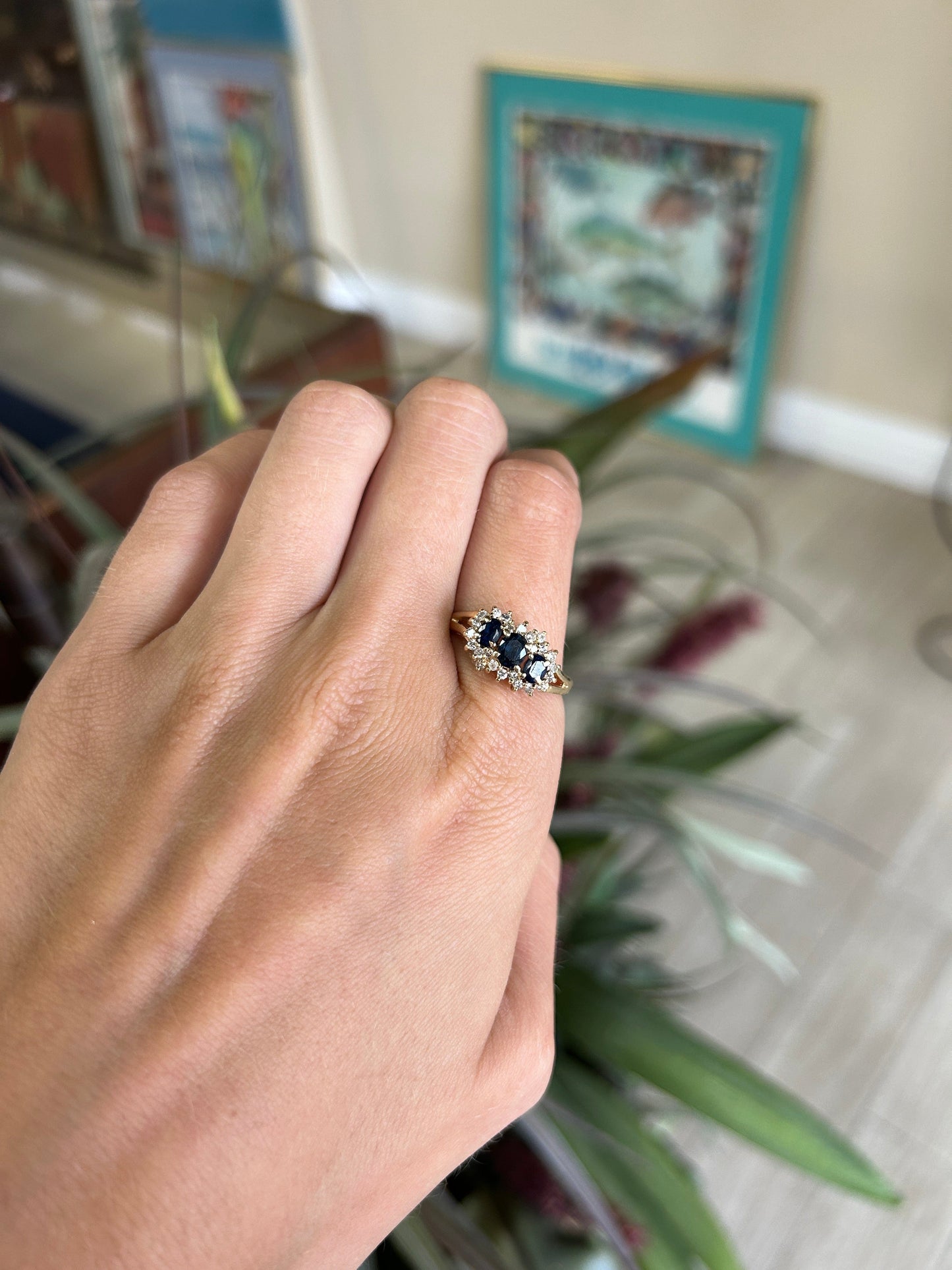 Sapphire and Diamond Yellow Gold Statement Ring