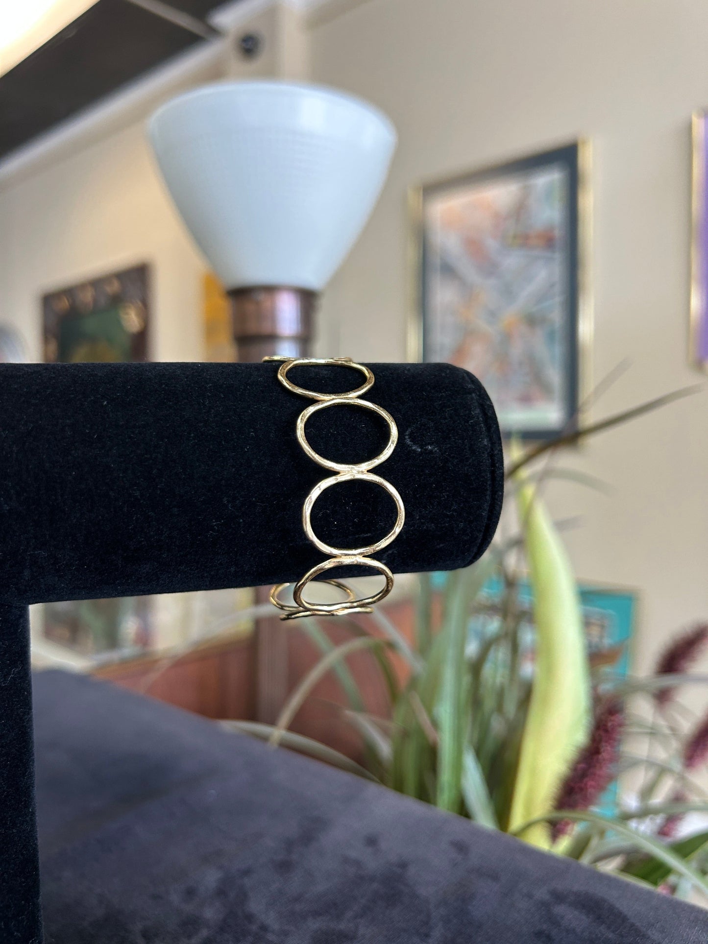 Circle Link Cuff Bracelet Yellow Gold