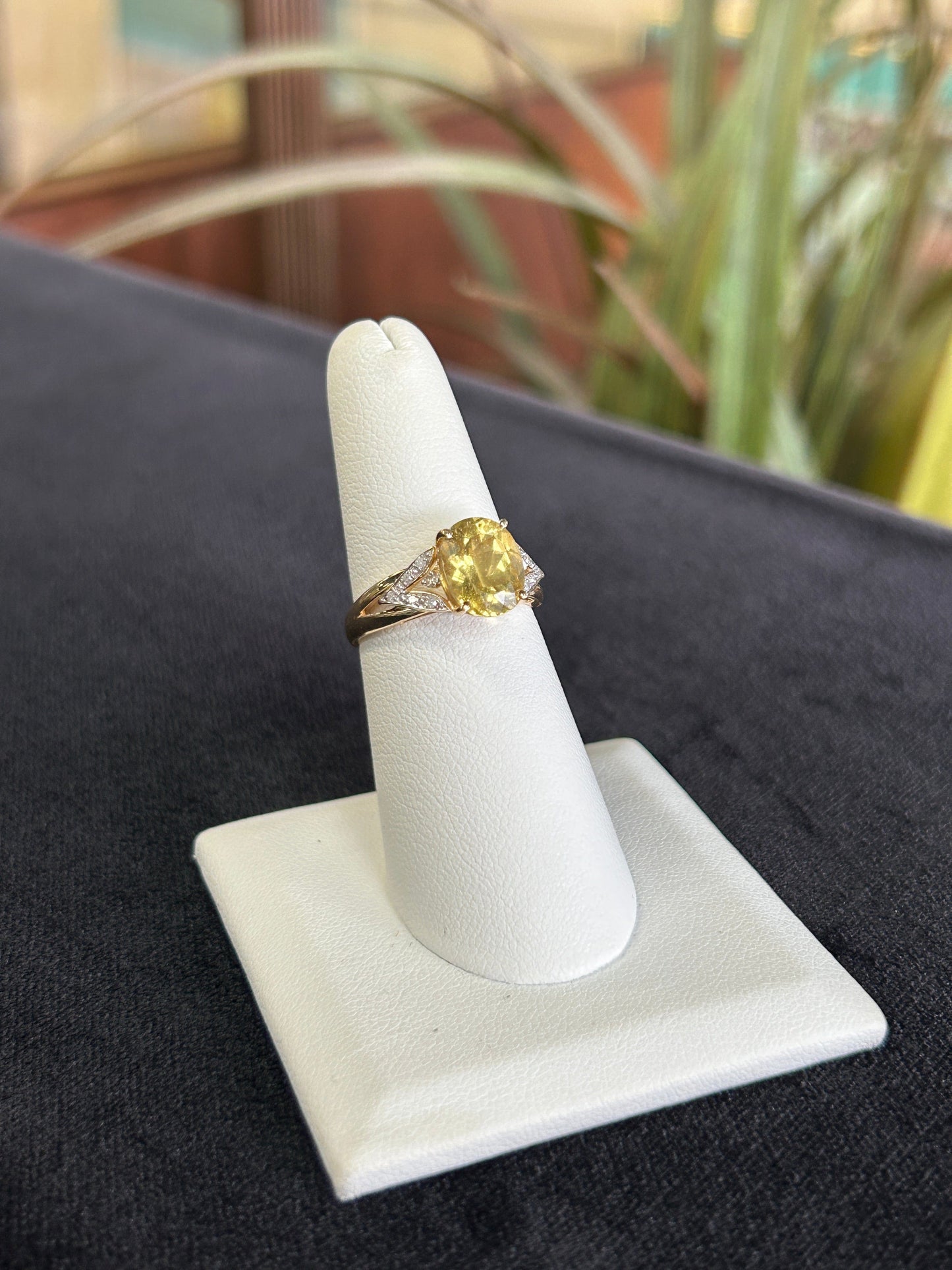 Citrine Gemstone and Diamond Yellow Gold Ring