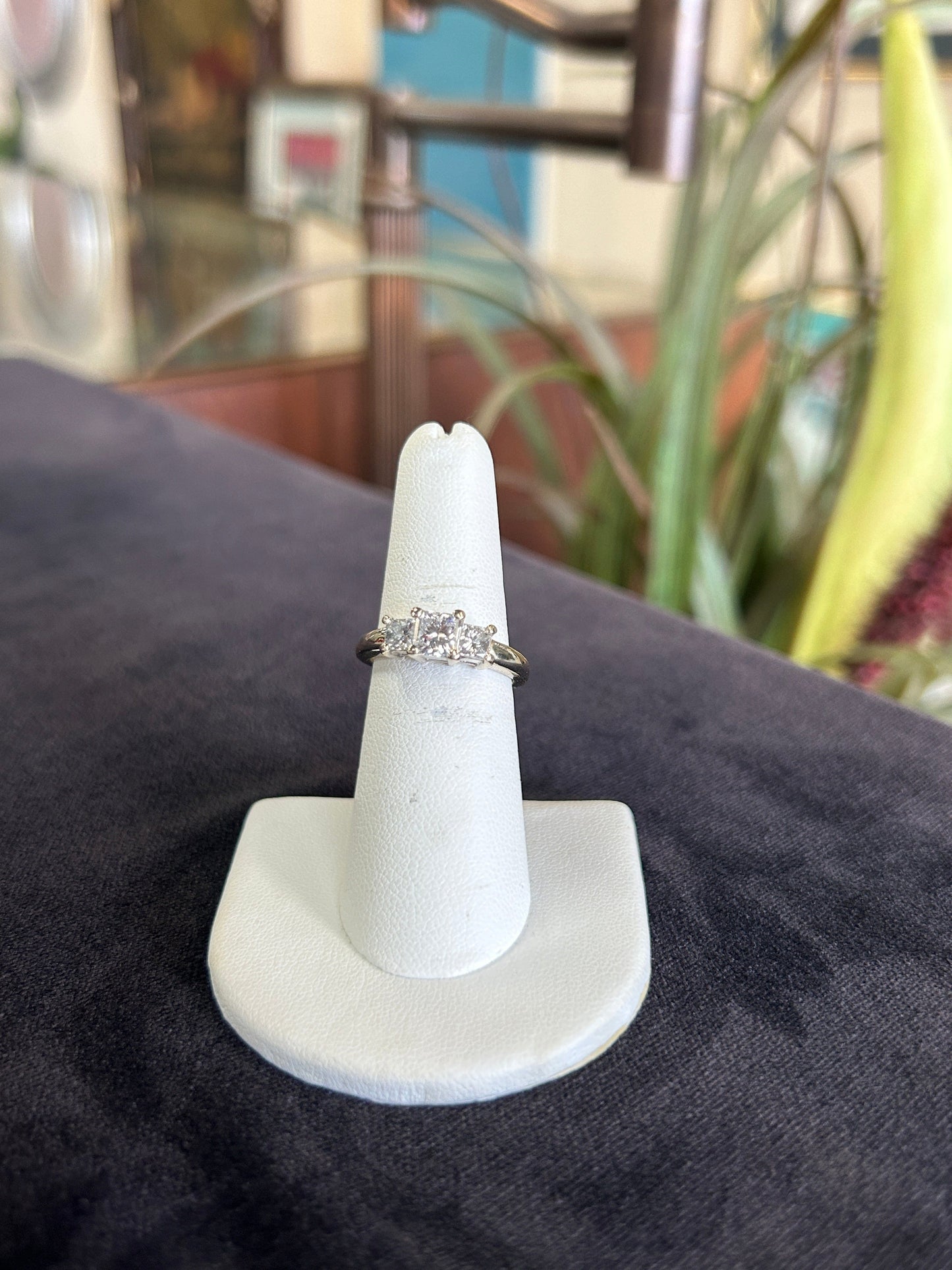 Three Stone Princess Cut Diamond Engagement Ring