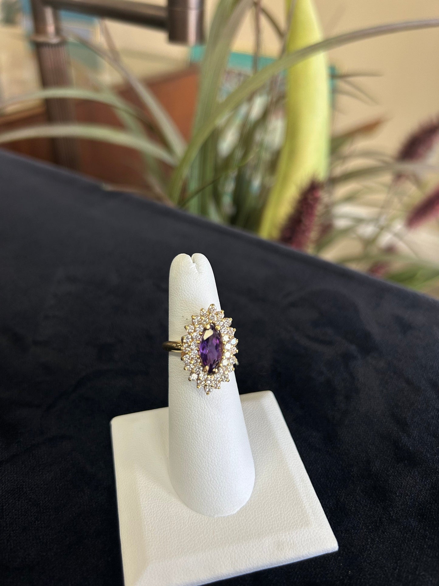 Amethyst and Diamond  Gemstone Cocktail Ring