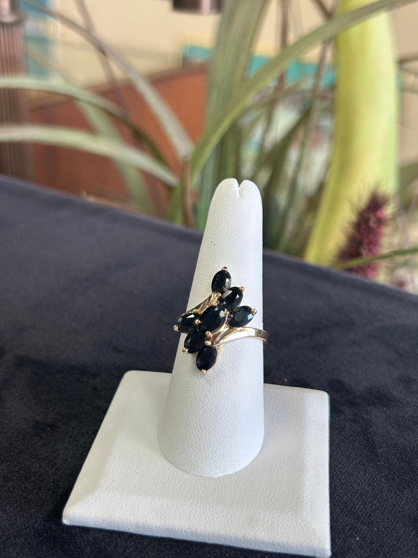 Dark Blue Gemstone Yellow Gold Fashion Ring