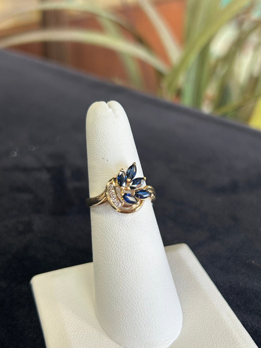 Sapphire and Diamond Yellow Gold Gemstone Ring