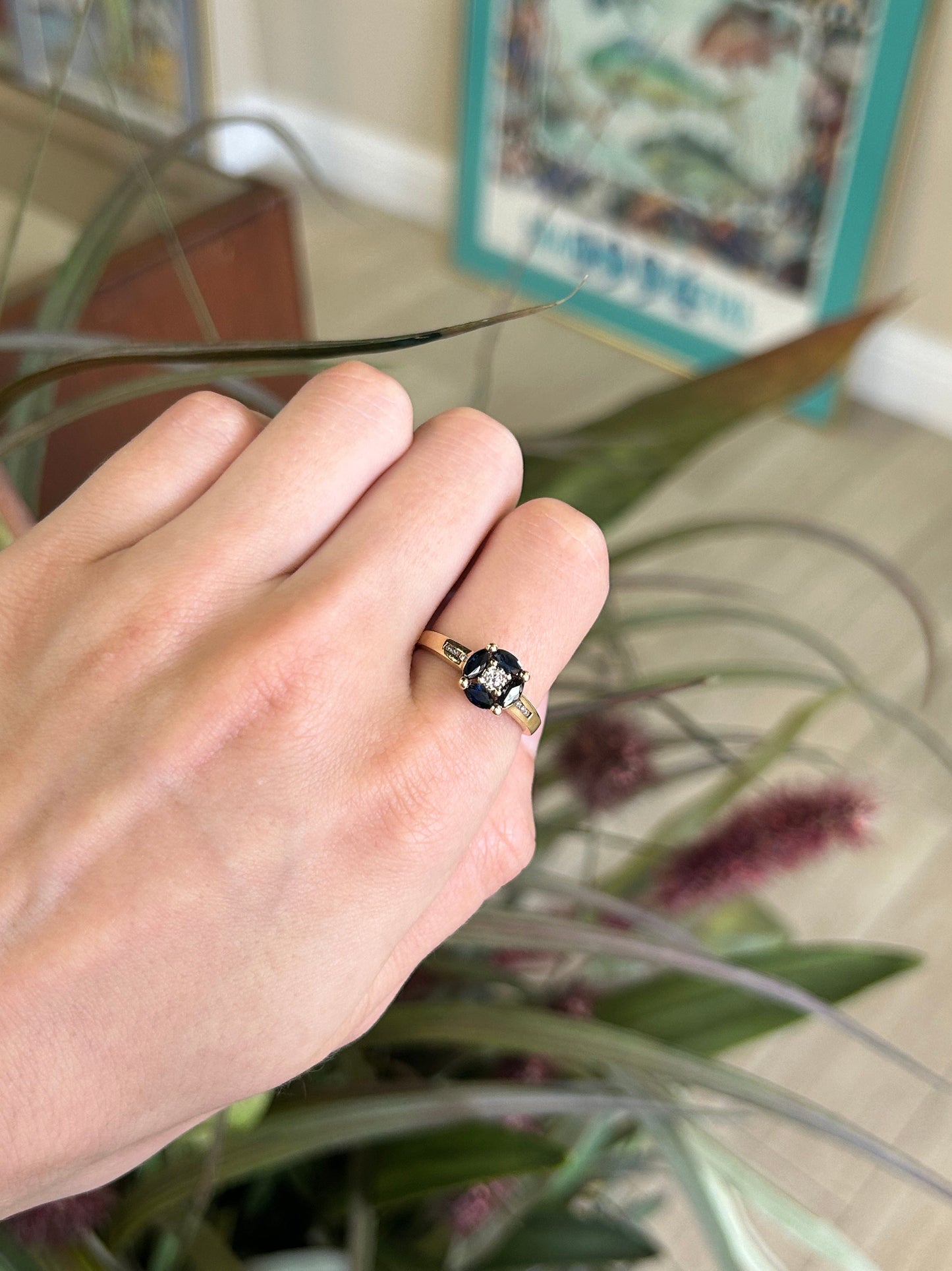 Sapphire and Diamond Yellow Gold Ring