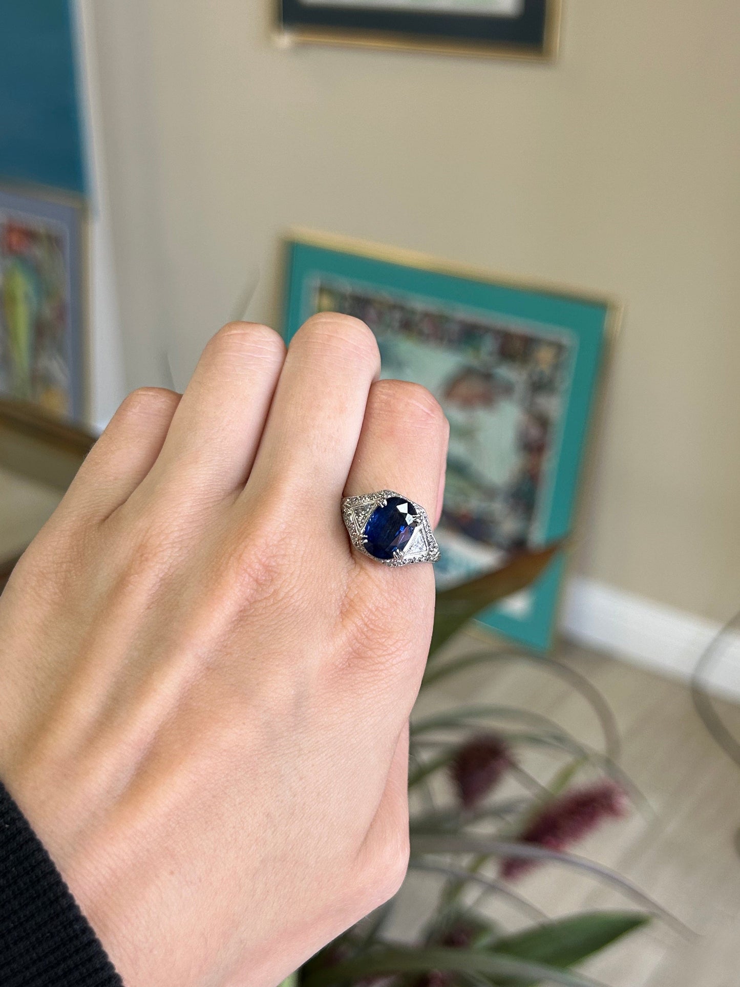 Sheldon Speyer 3.85 Carat Sapphire and 1.85 Carat Diamond Engagement Ring