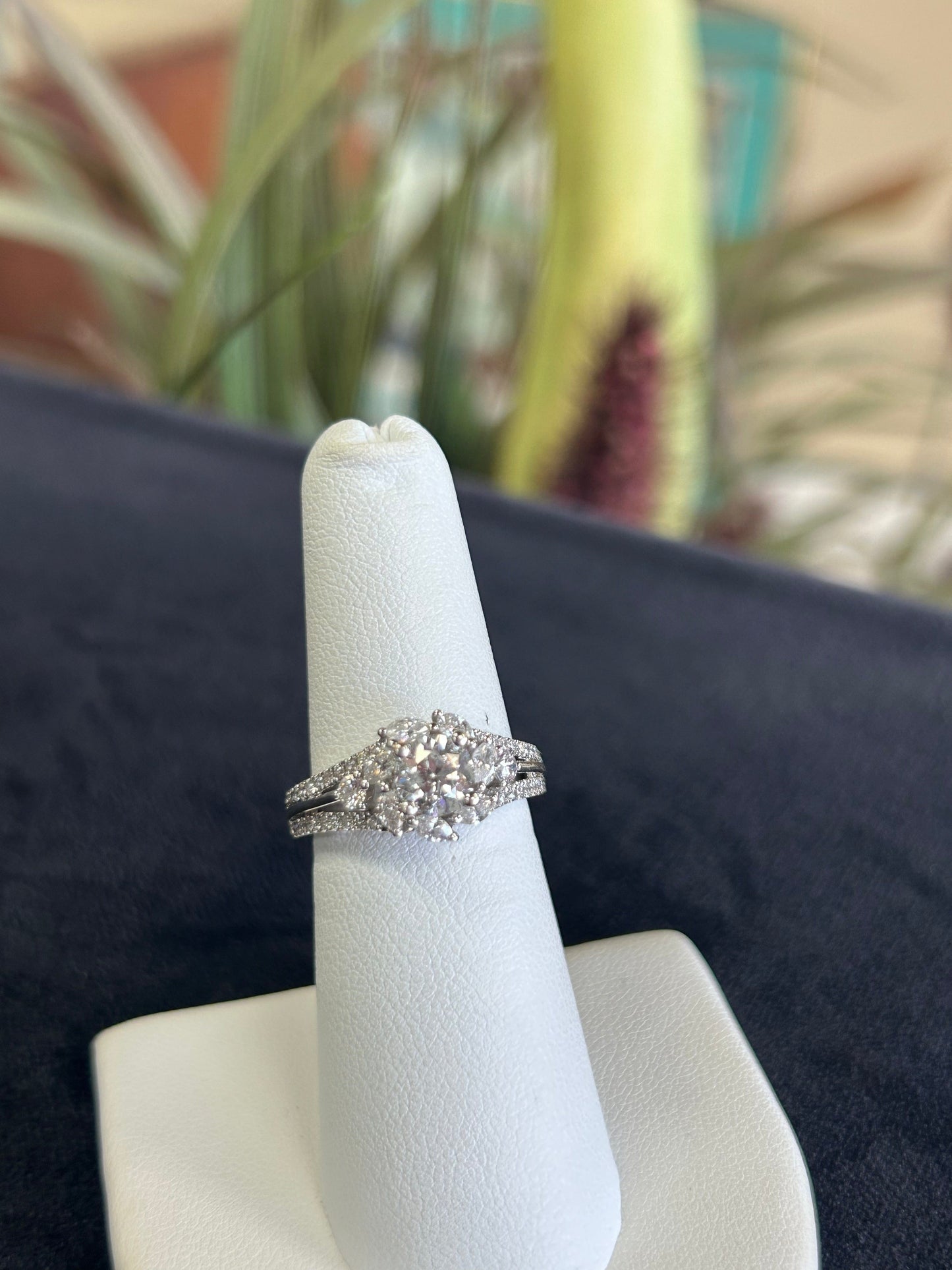 Adraianna Papell 1 3/8CTW Natural Round Diamond with Marquise Halo Engagement Ring