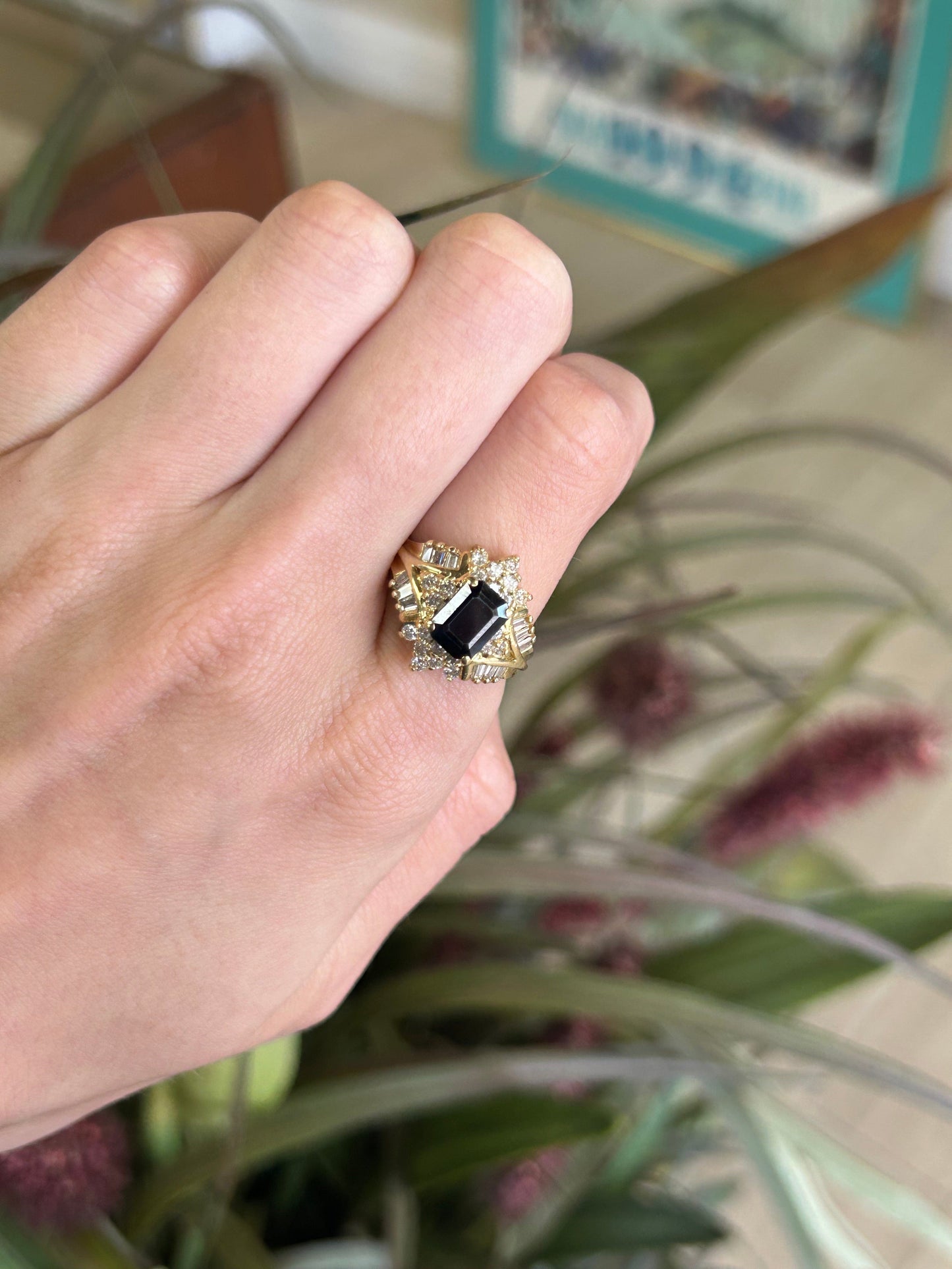 Large Sapphire and Diamond Gemstone Statement Ring
