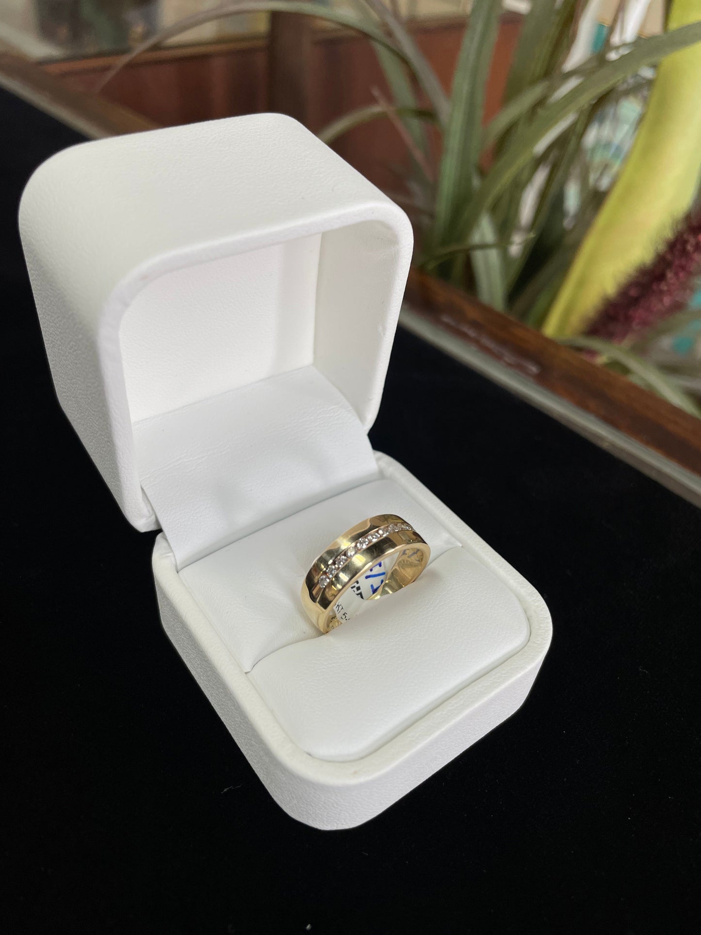 Yellow Gold Diamond Band Men's Ring