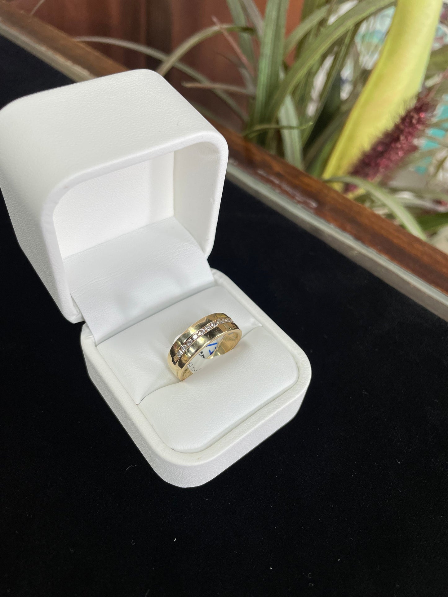 Yellow Gold Diamond Band Men's Ring