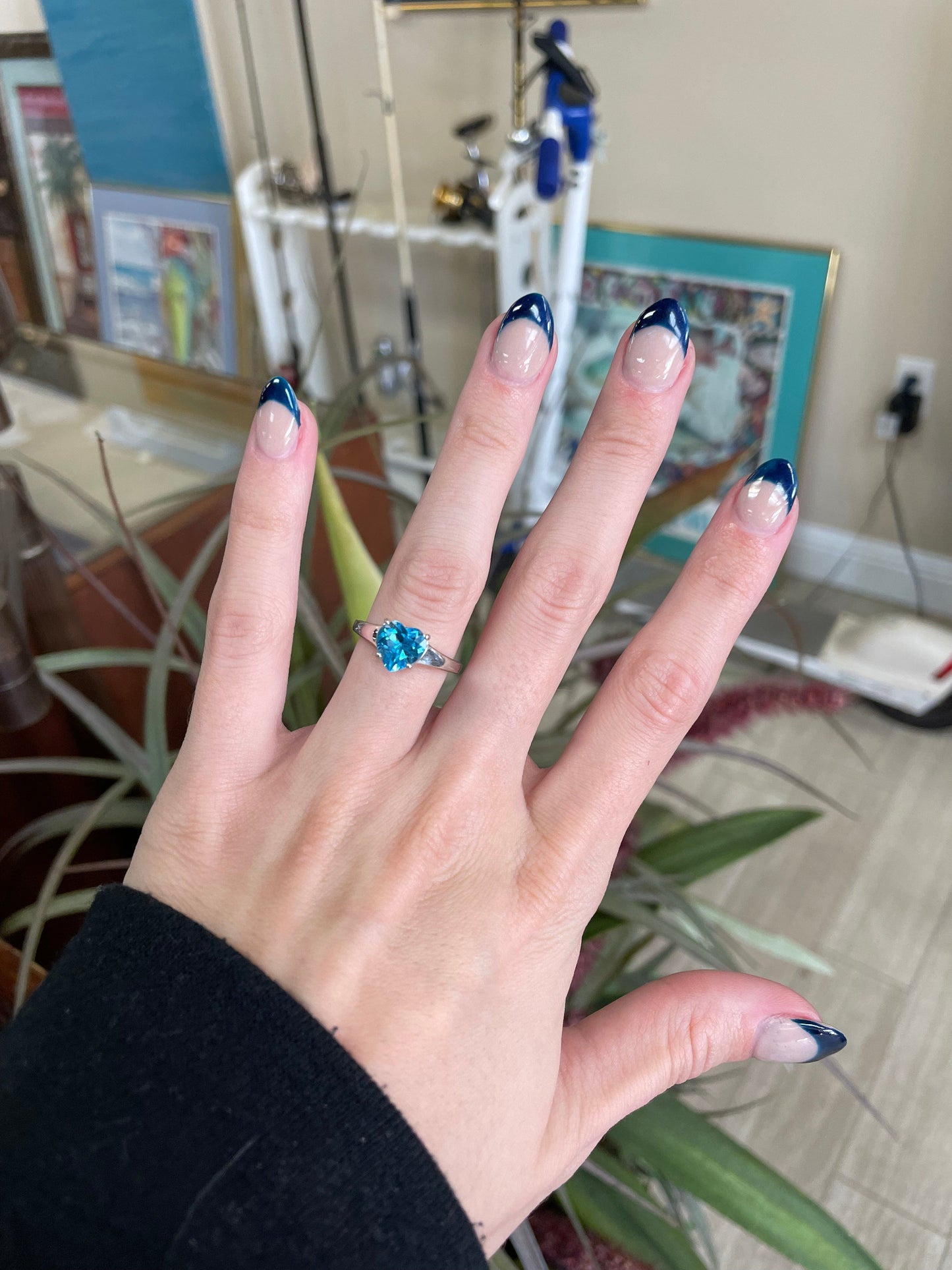 Blue Heart Gemstone Sterling Silver Ring