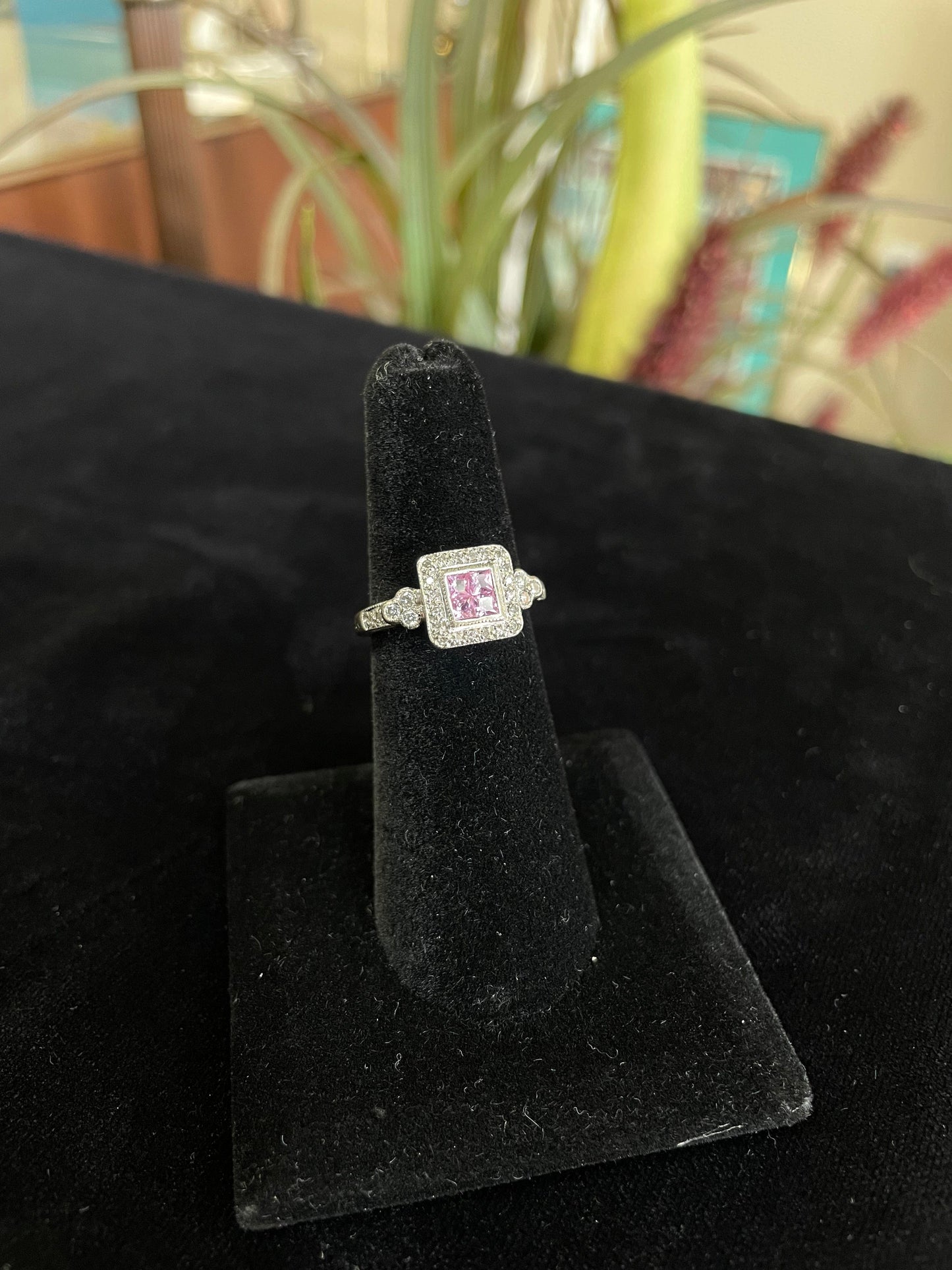 Pink Stone Diamond Gemstone Ring