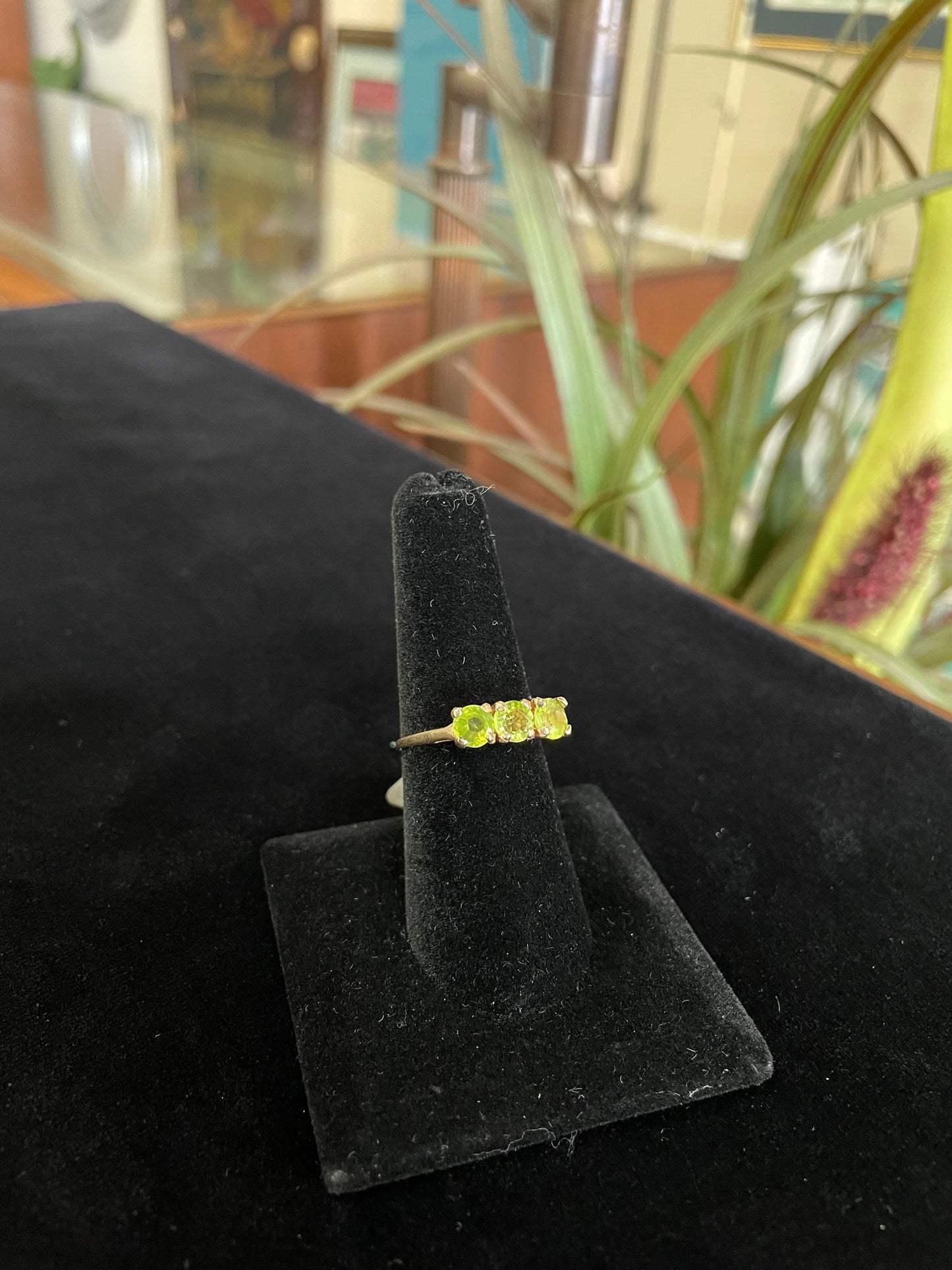 3 Stone Peridot Gemstone Ring