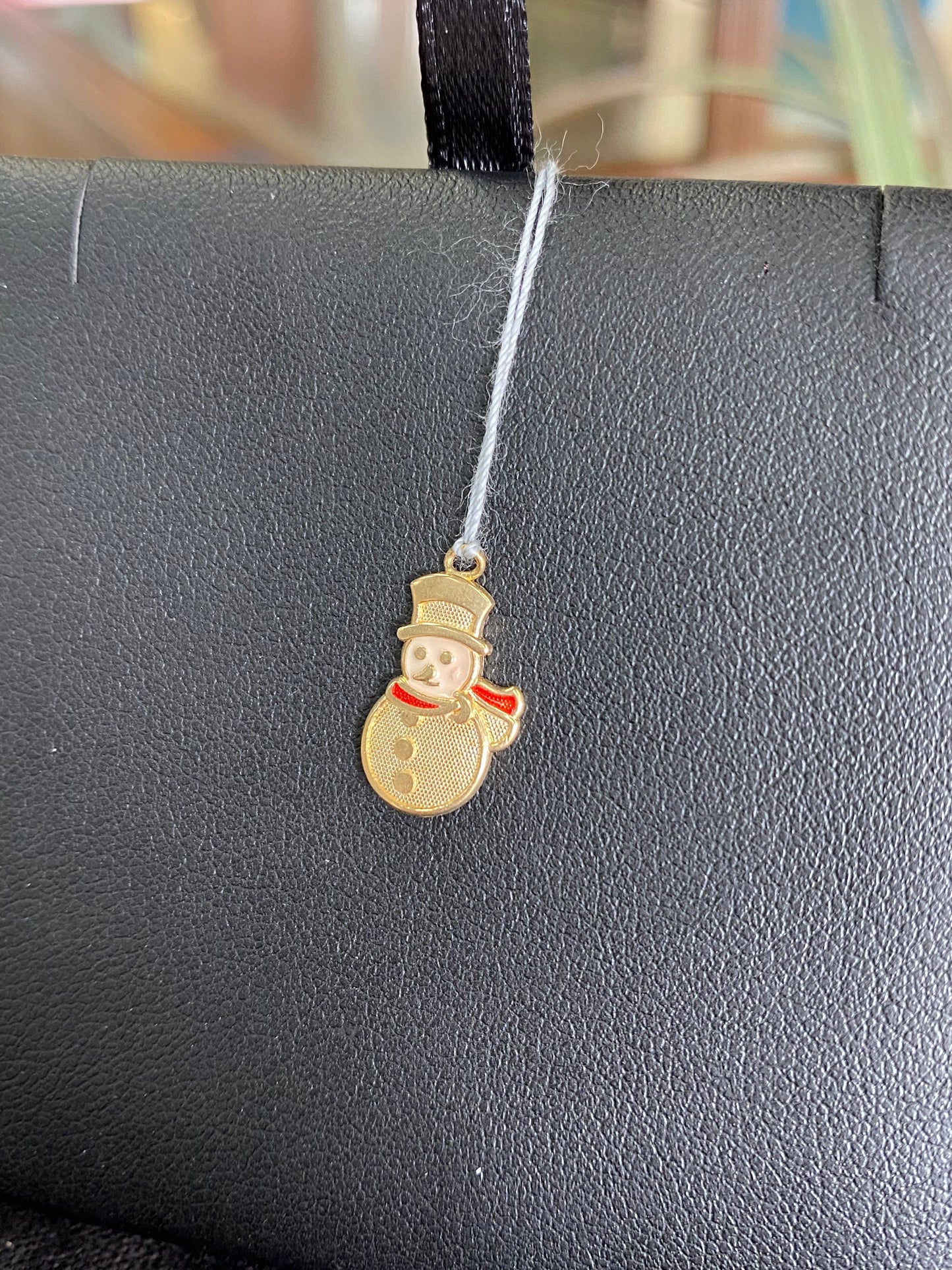 Snowman Yellow Gold and Enamel Charm