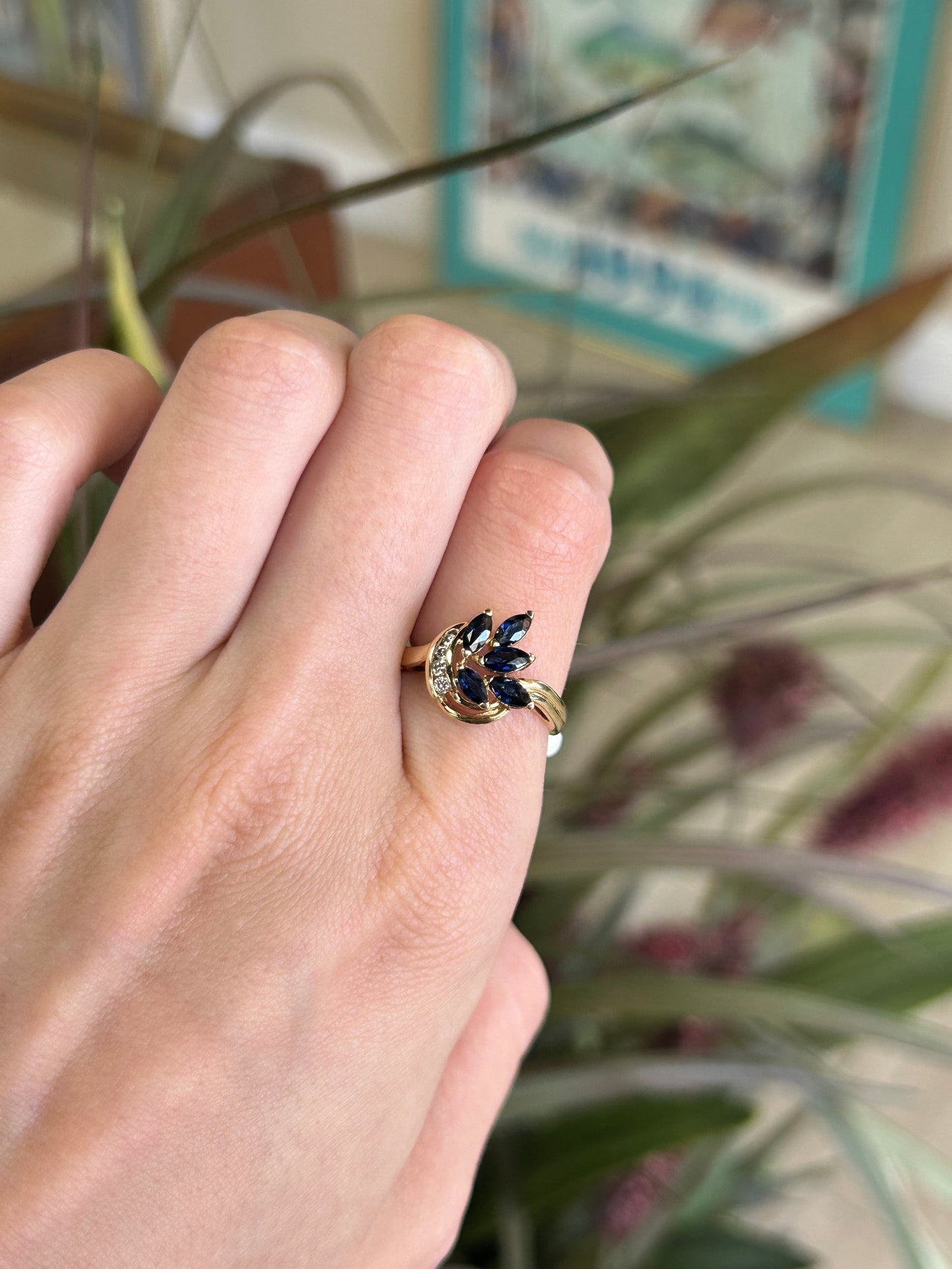 Sapphire and Diamond Yellow Gold Gemstone Ring