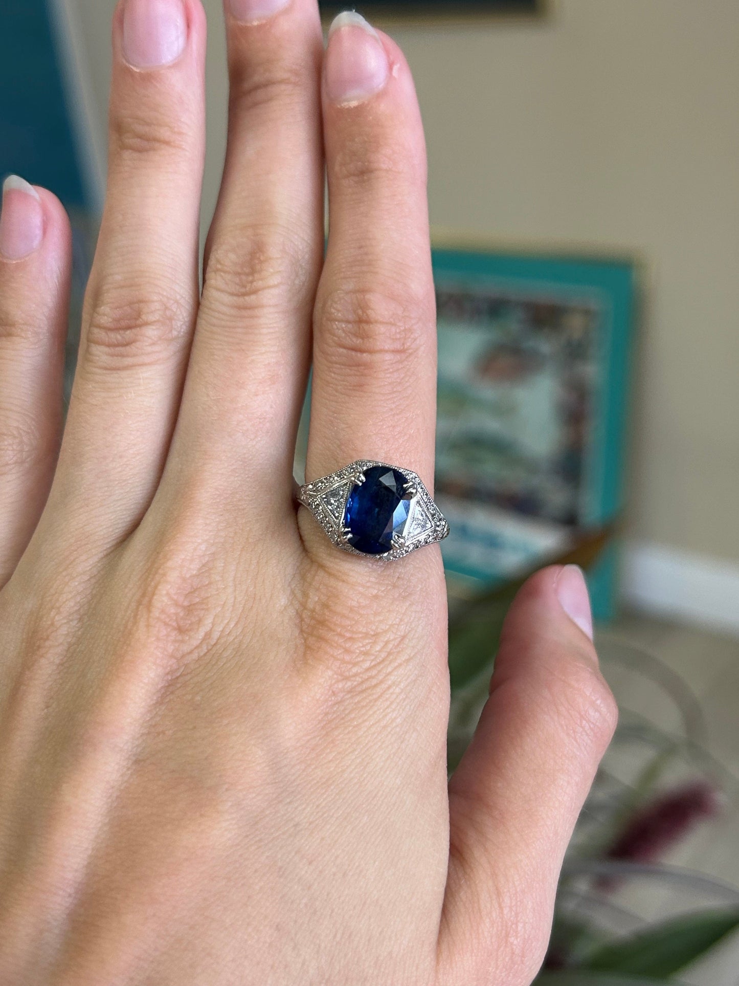 Sheldon Speyer 3.85 Carat Sapphire and 1.85 Carat Diamond Engagement Ring