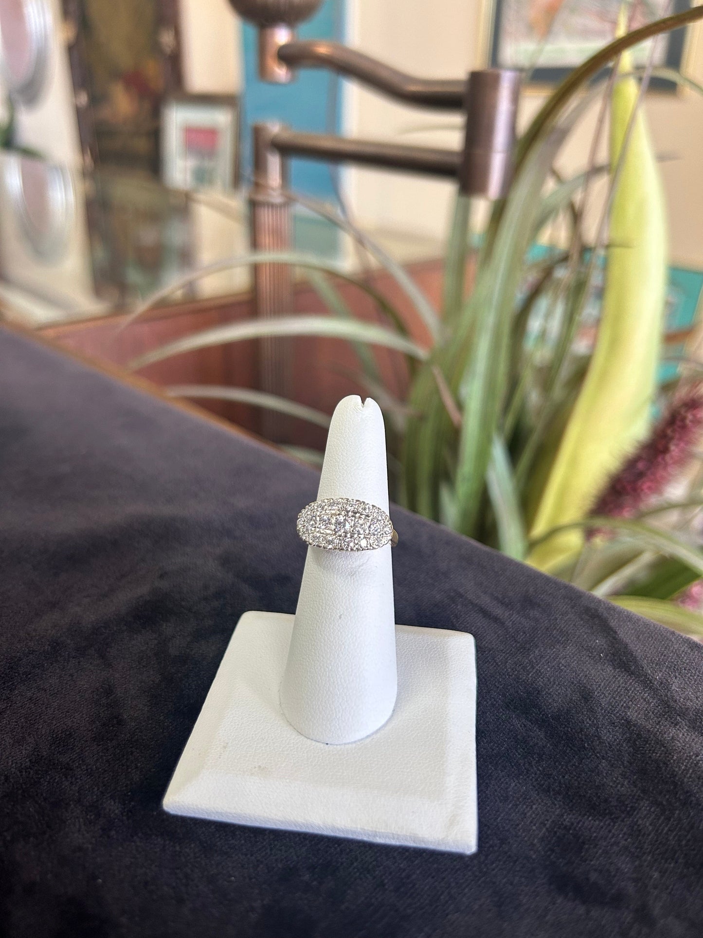 a close up of a ring on a ring holder