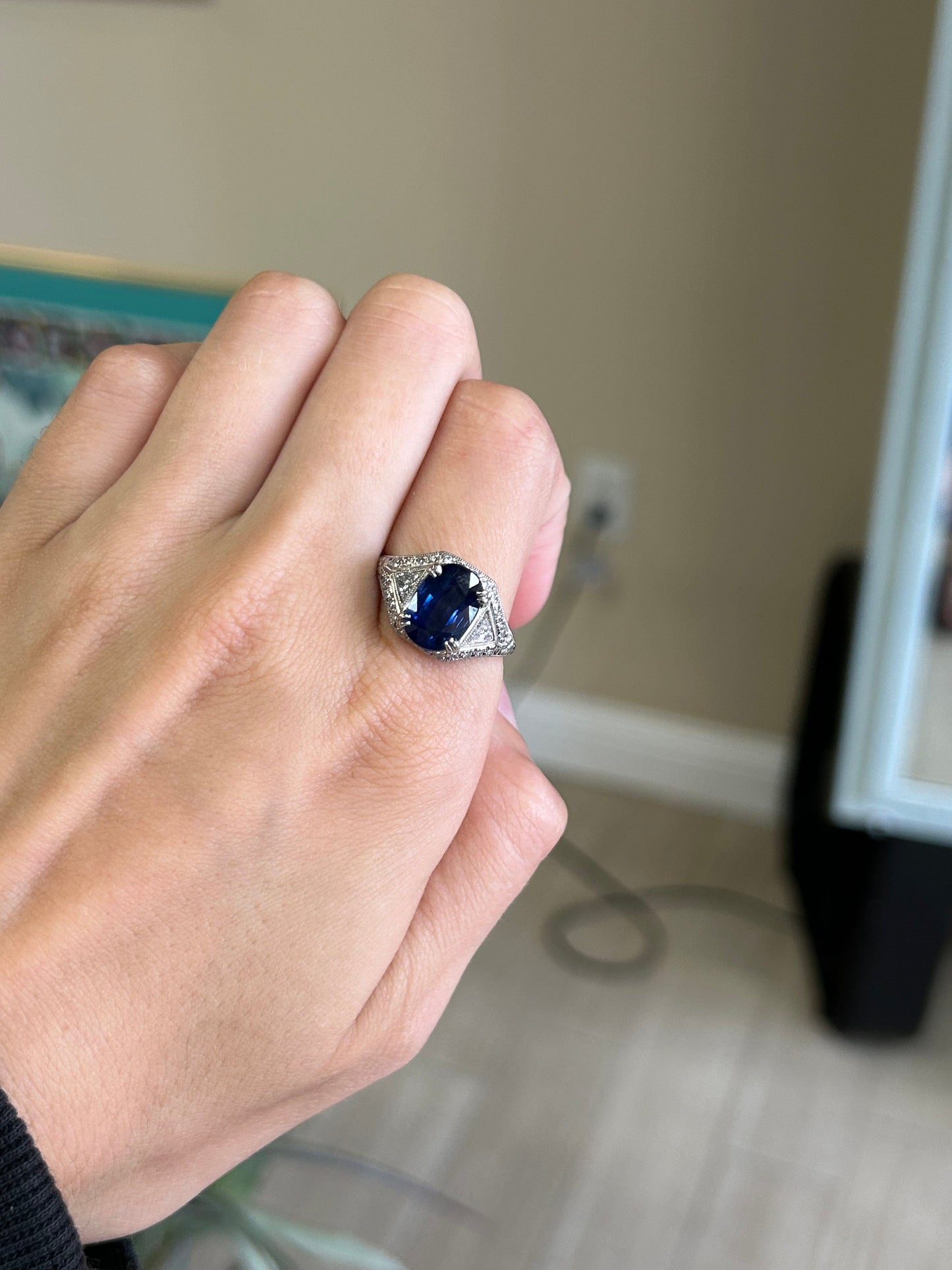 Sheldon Speyer 3.85 Carat Sapphire and 1.85 Carat Diamond Engagement Ring