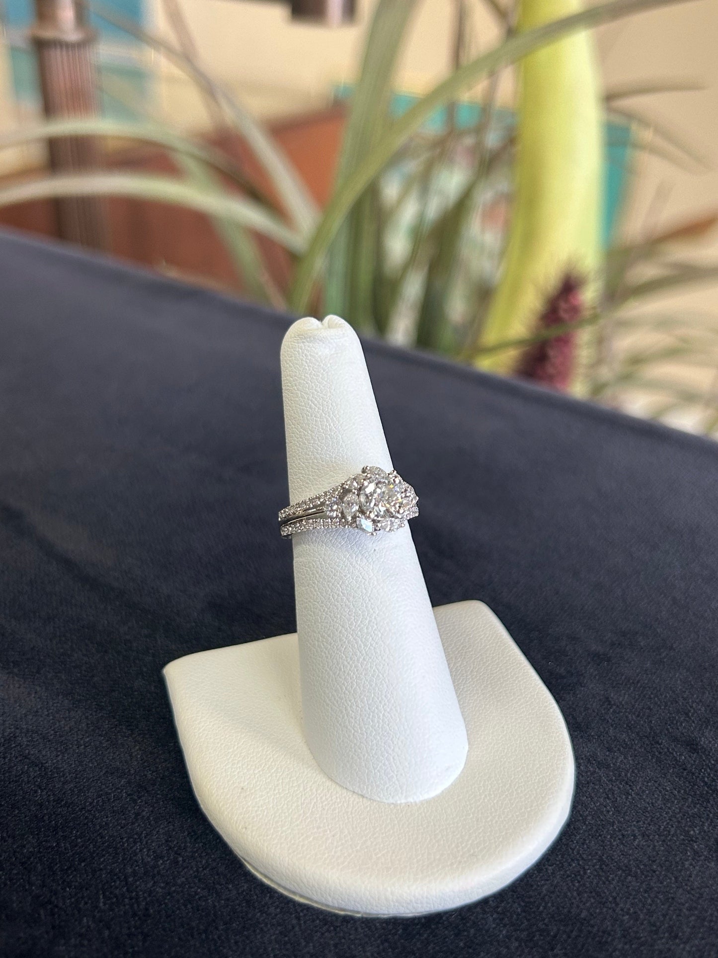 Adraianna Papell 1 3/8CTW Natural Round Diamond with Marquise Halo Engagement Ring