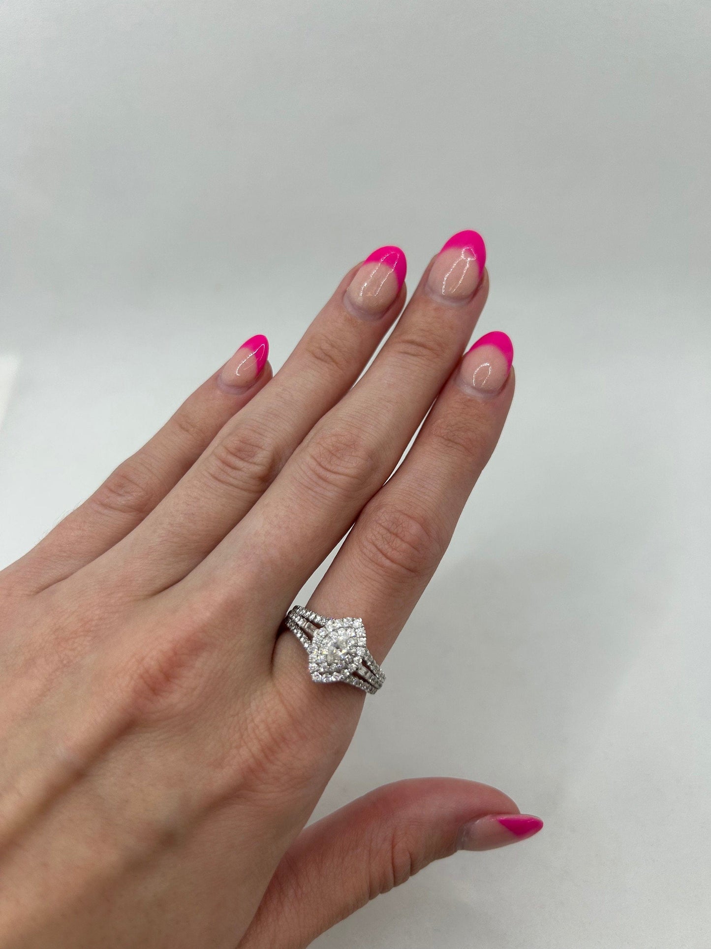 Marquise Double Halo Engagement Ring with Split Shank