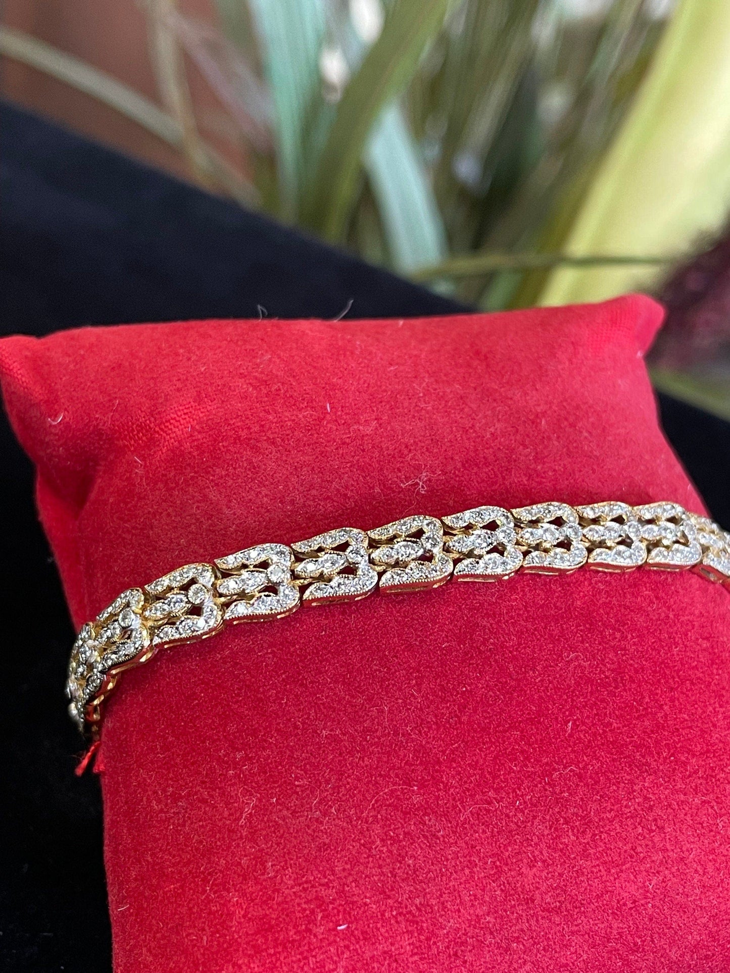 Unique Fancy Link Diamond 18K Bracelet Estate Jewlery